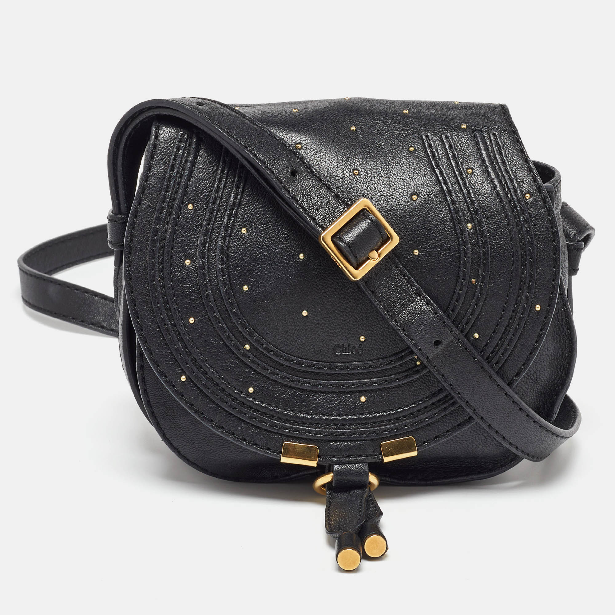 

Chloe Black Leather Studded Mini Marcie Crossbody Bag