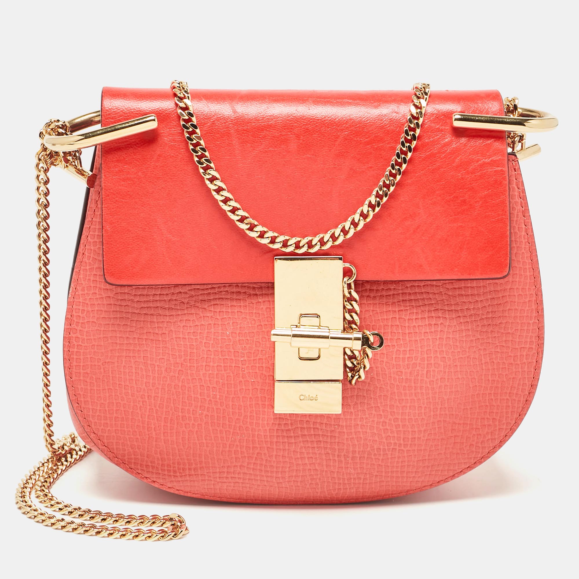 

Chloe Orange Leather Small Drew Chain Crossbody Bag