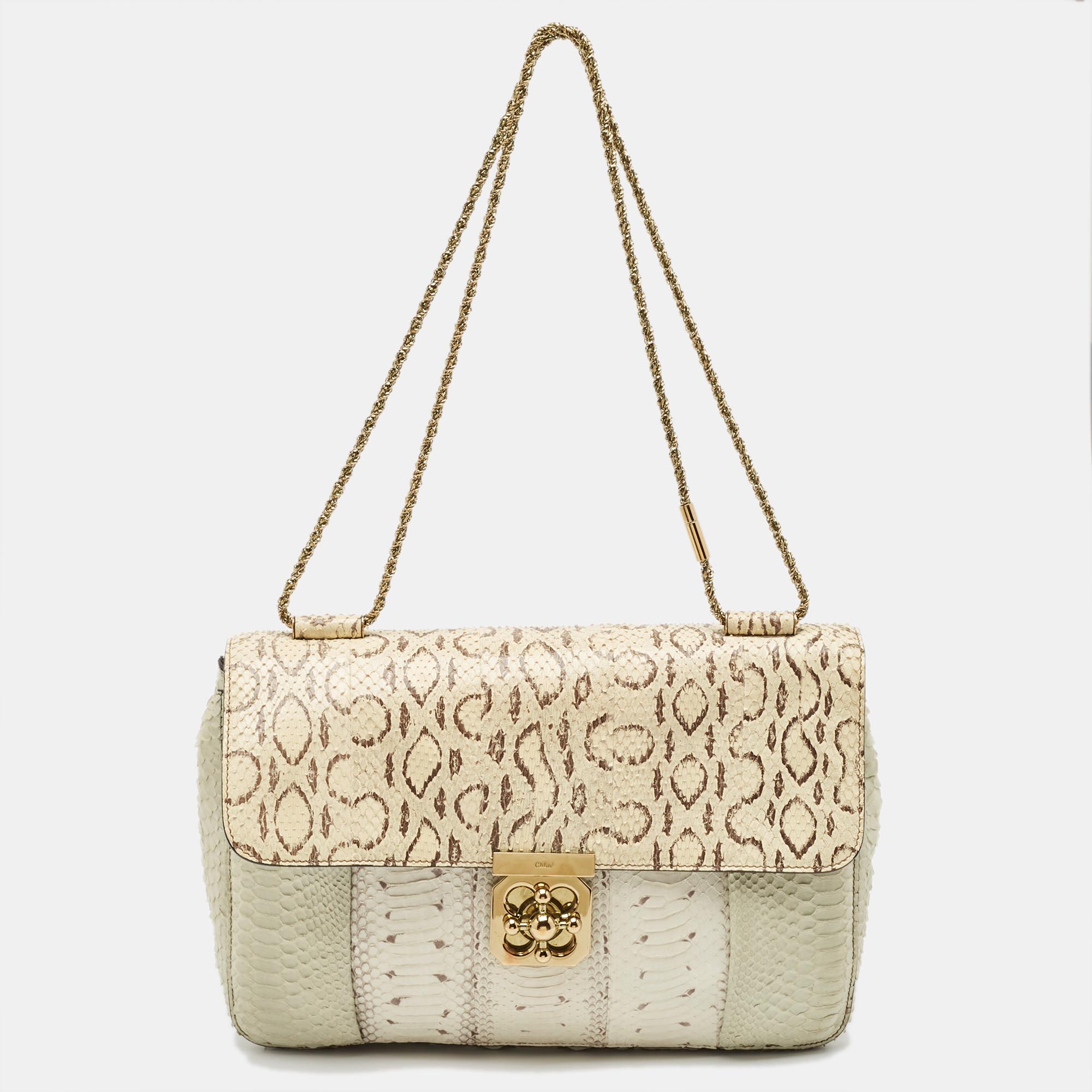 

Chloe Light Green/Cream Large Elsie Shoulder Bag