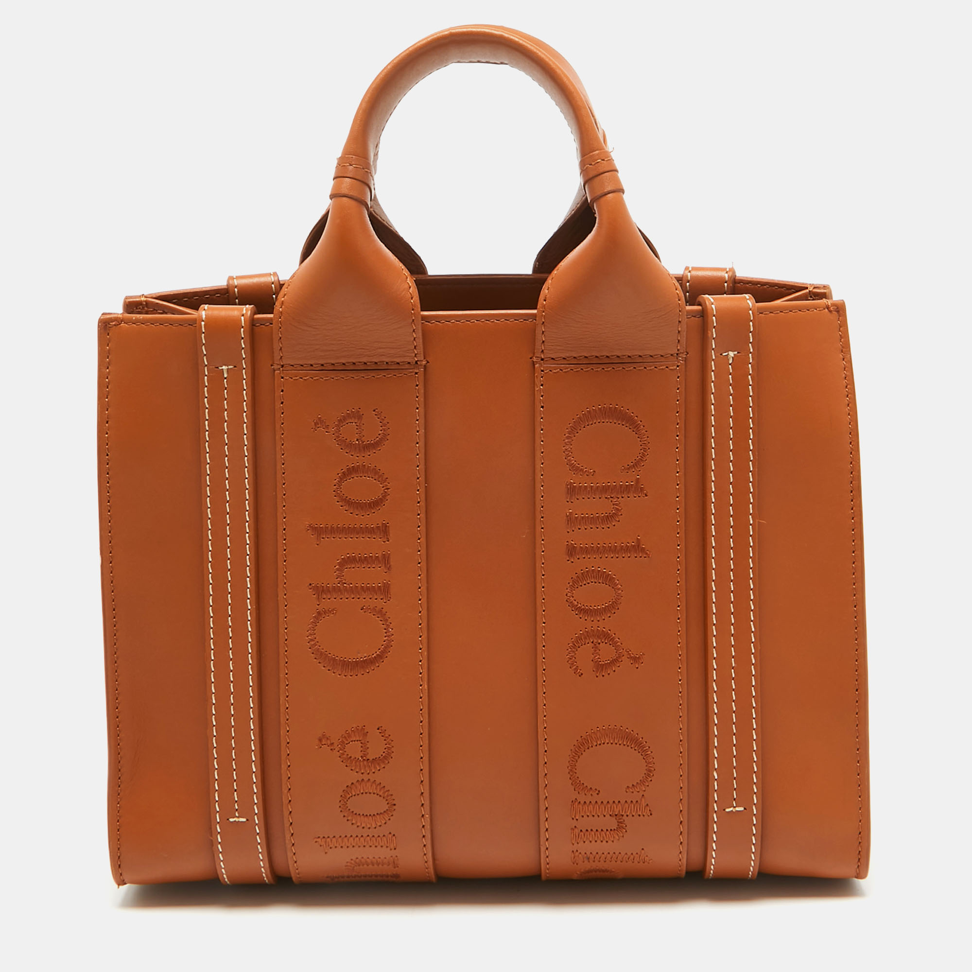 Pre-owned Chloé Brown Leather Small Woody Tote