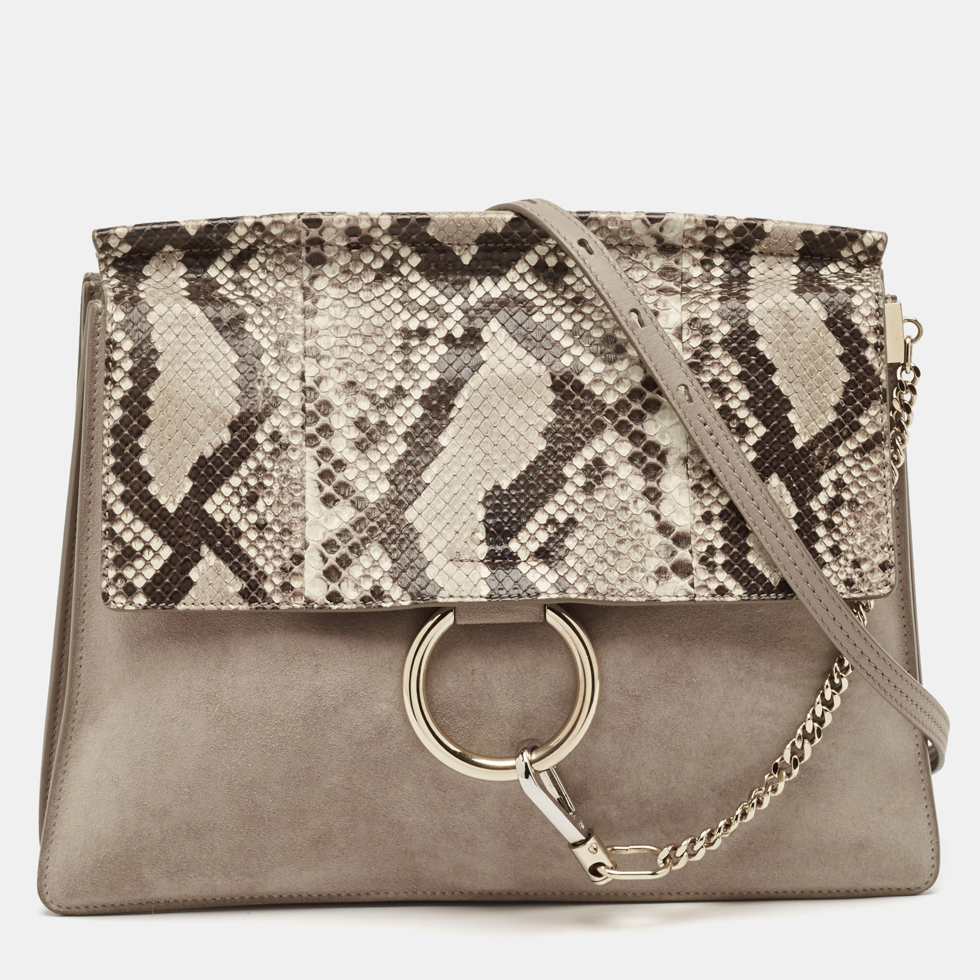 

Chloe Beige/Brown Python and Suede Medium Faye Shoulder Bag