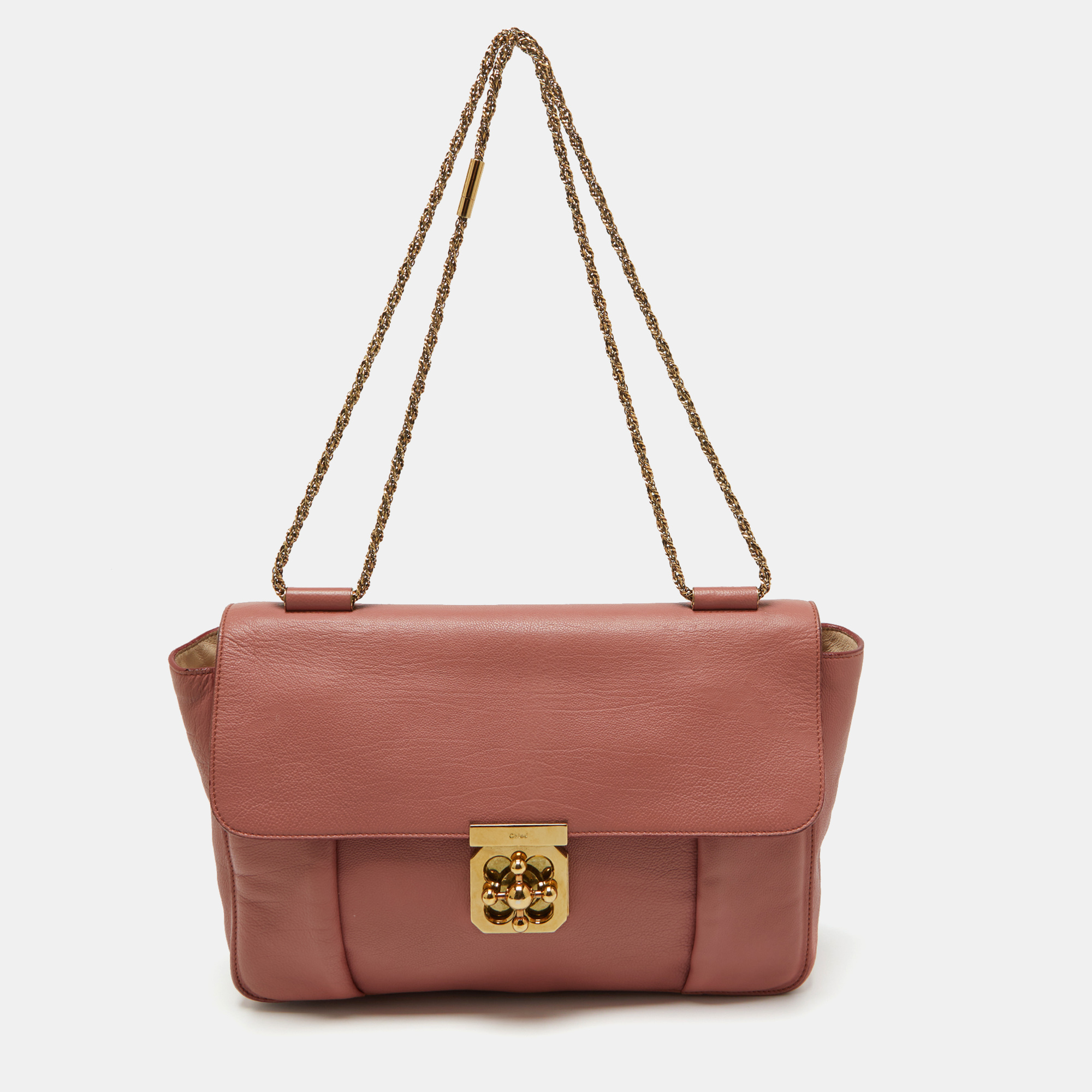 

Chloe Peach Pink Leather Large Elsie Chain Shoulder Bag