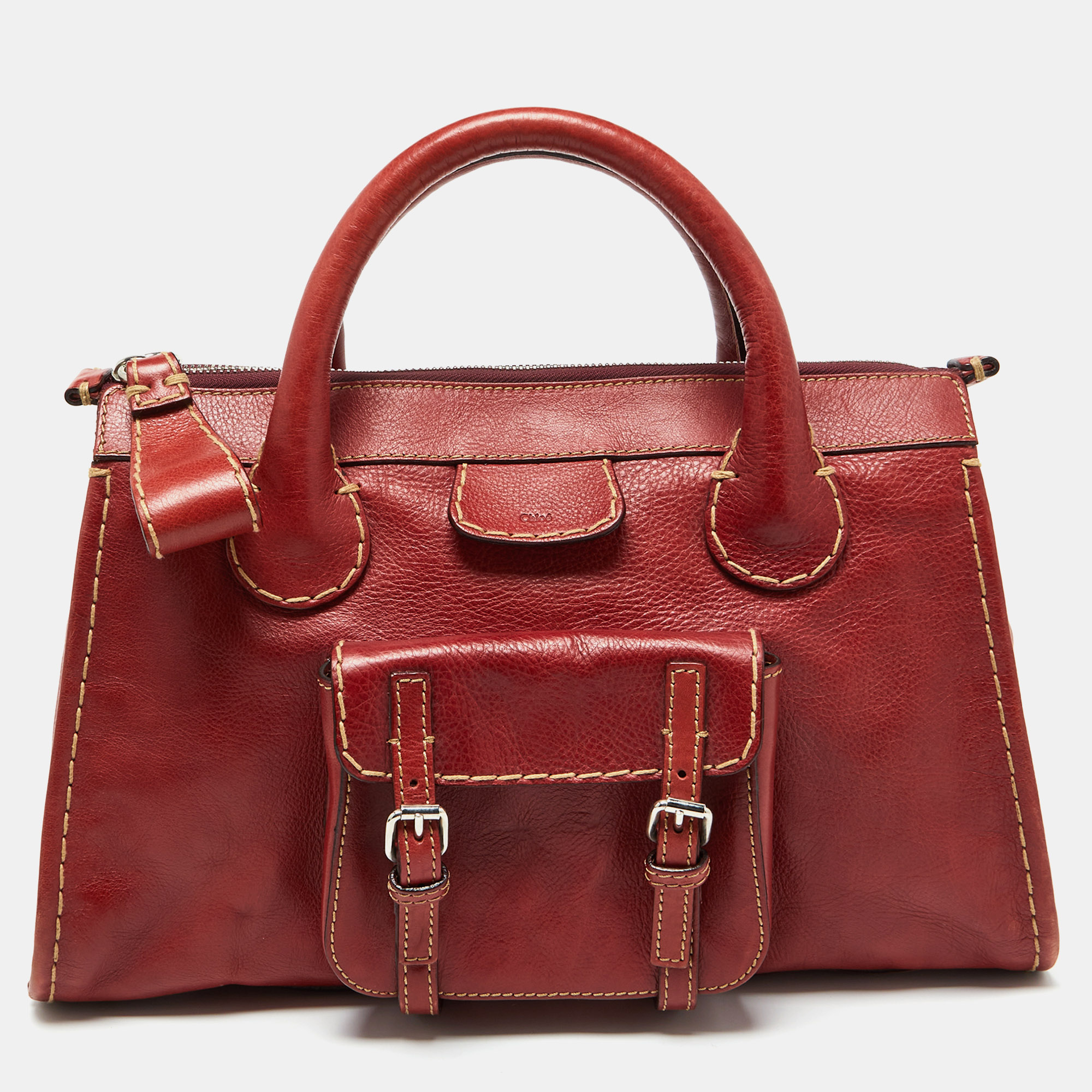 

Chloe Red Leather Front Pocket Edith Satchel