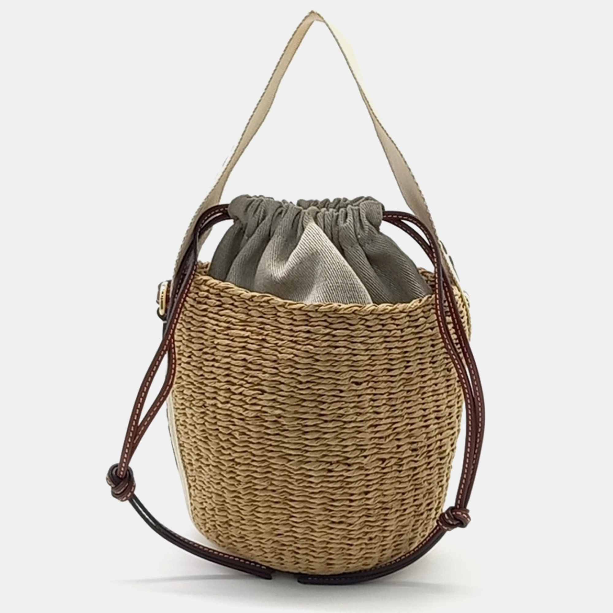 

Chloe Beige Raffia Woody Bucket Bag