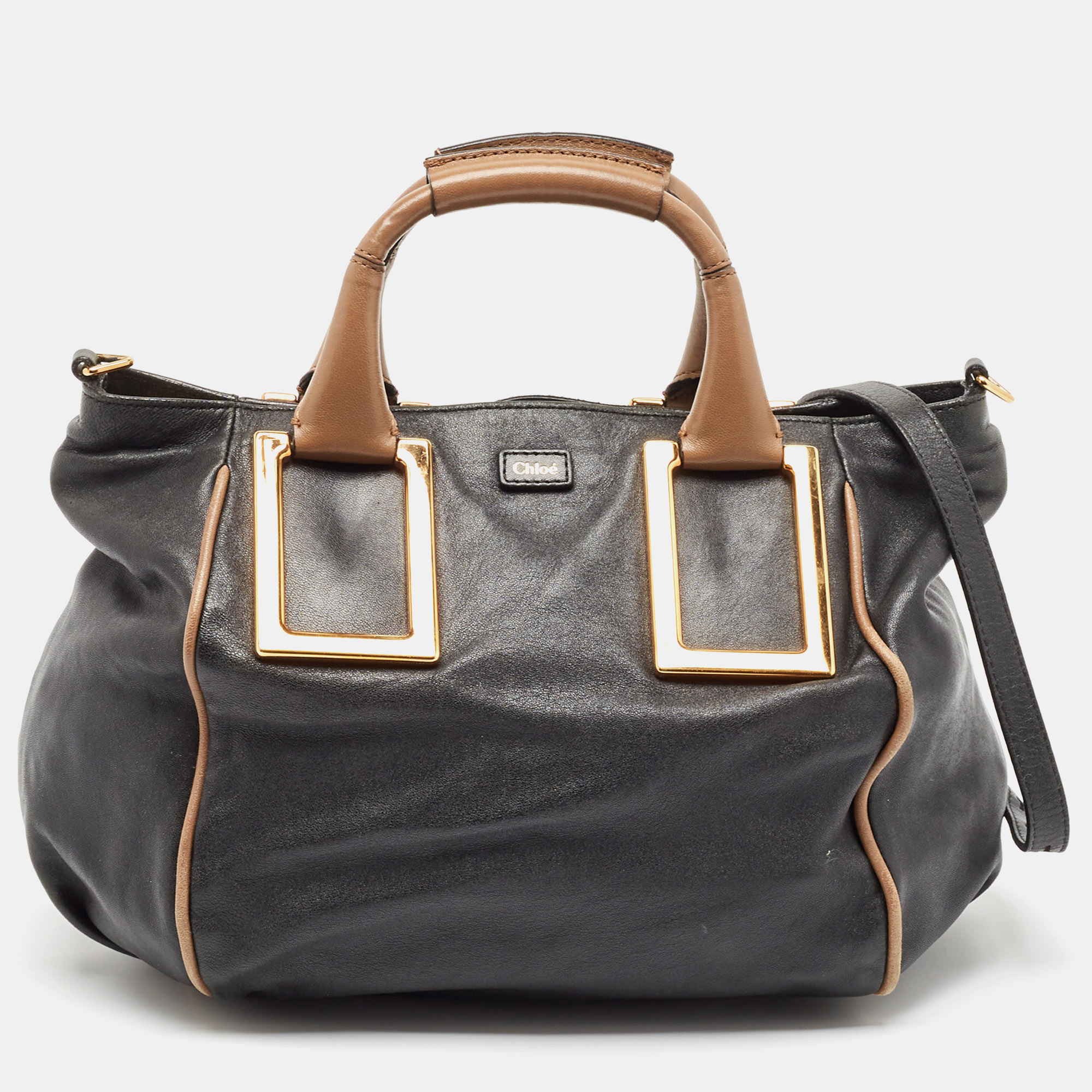 

Chloe Black/Beige Leather Medium Ethel Satchel