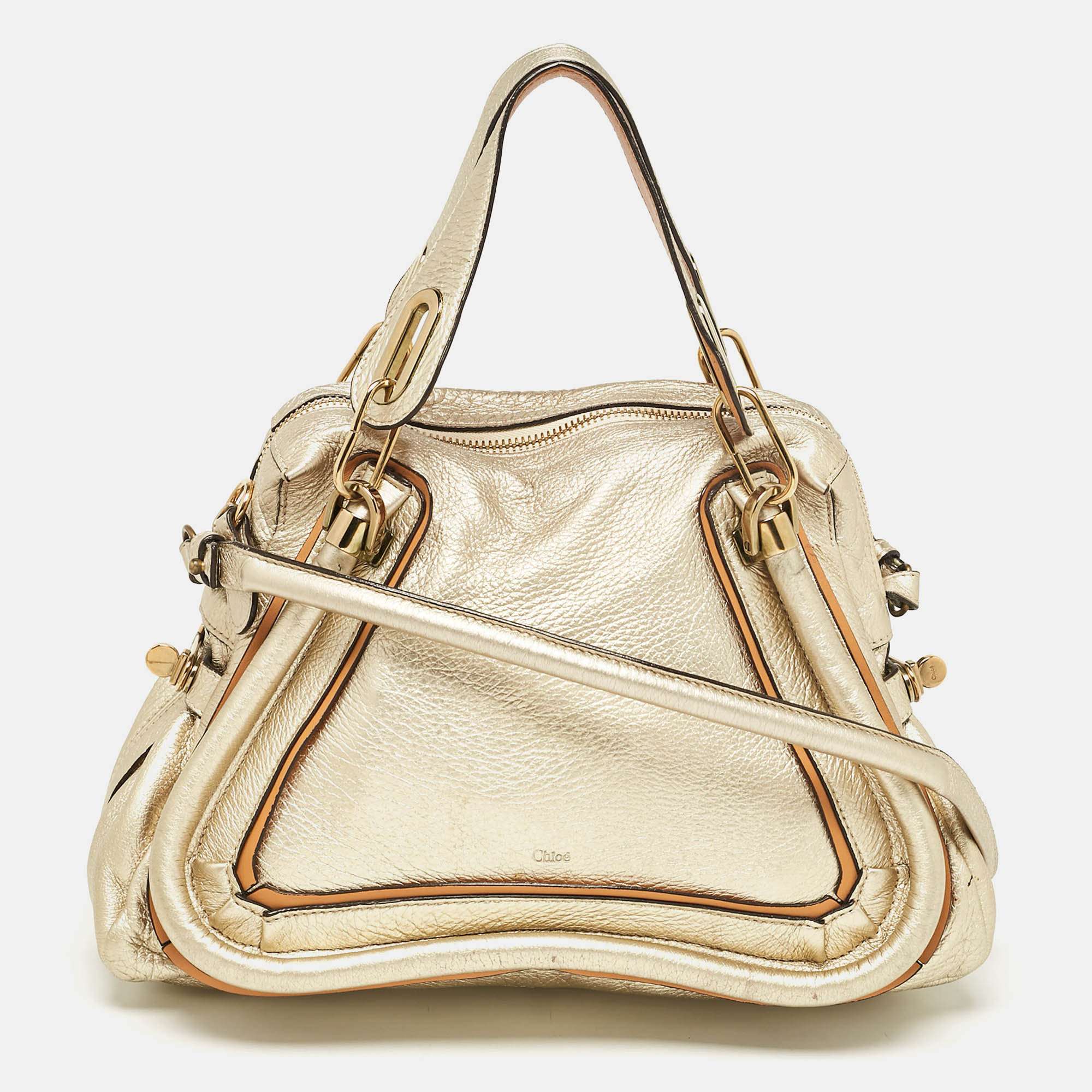 

Chloe Light Gold Leather Medium Paraty Bag