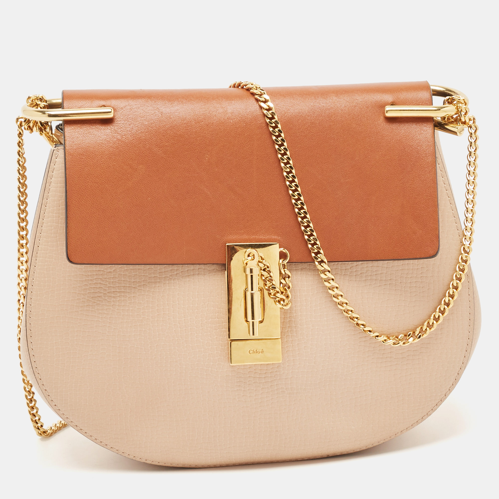 

Chloe Peach/Brow Leather  Drew Shoulder Bag, Orange