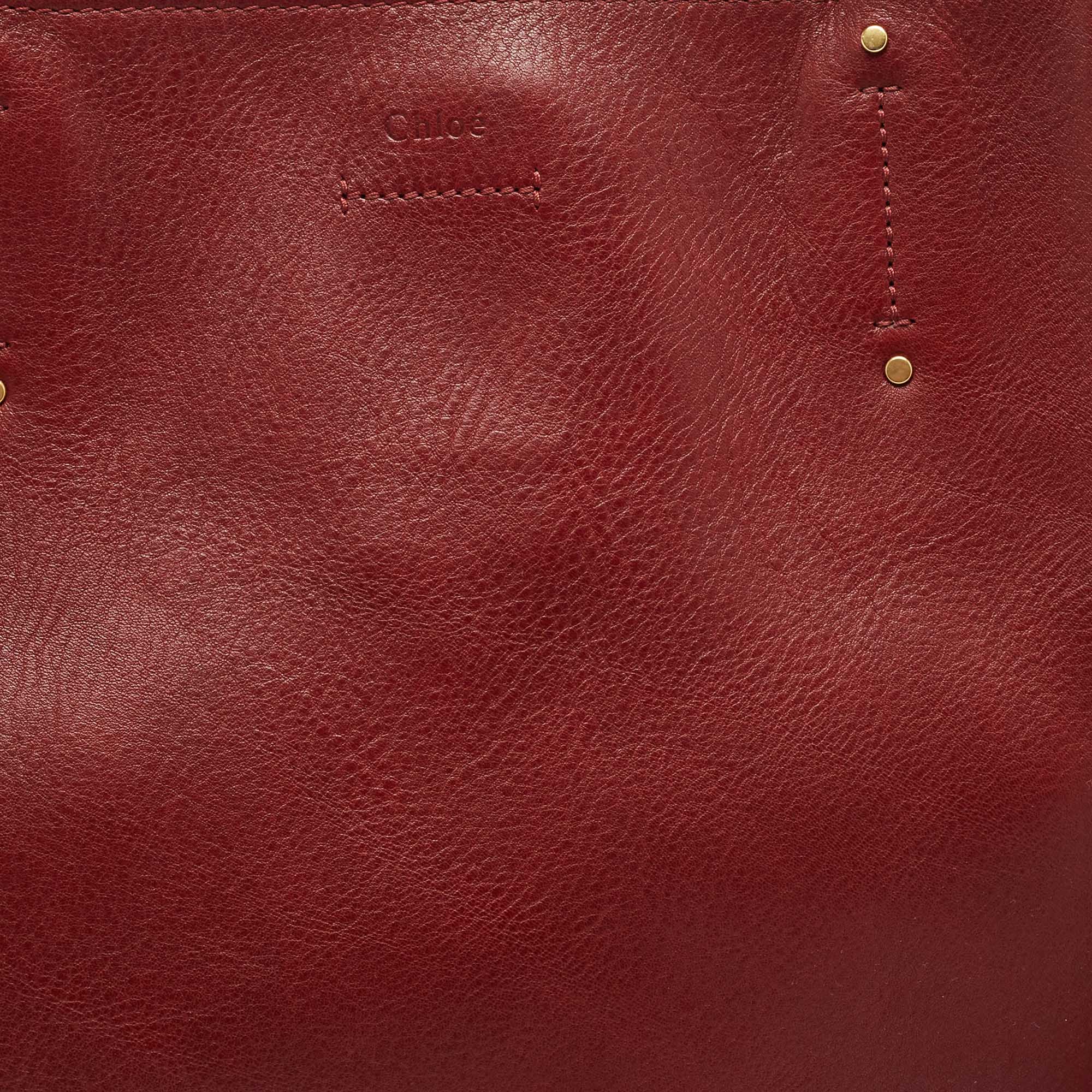 Chloe Burgundy Leather and Suede Medium Milo Tote 