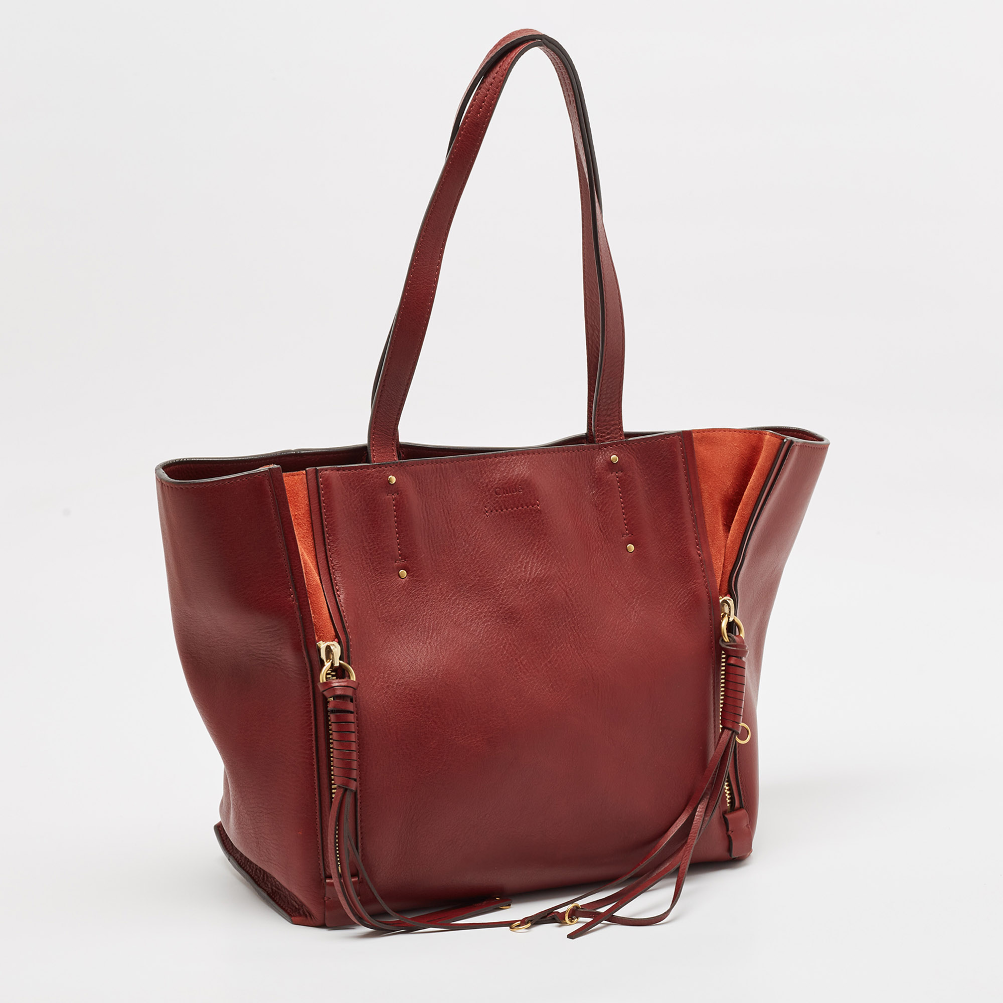 Chloe Burgundy Leather and Suede Medium Milo Tote 
