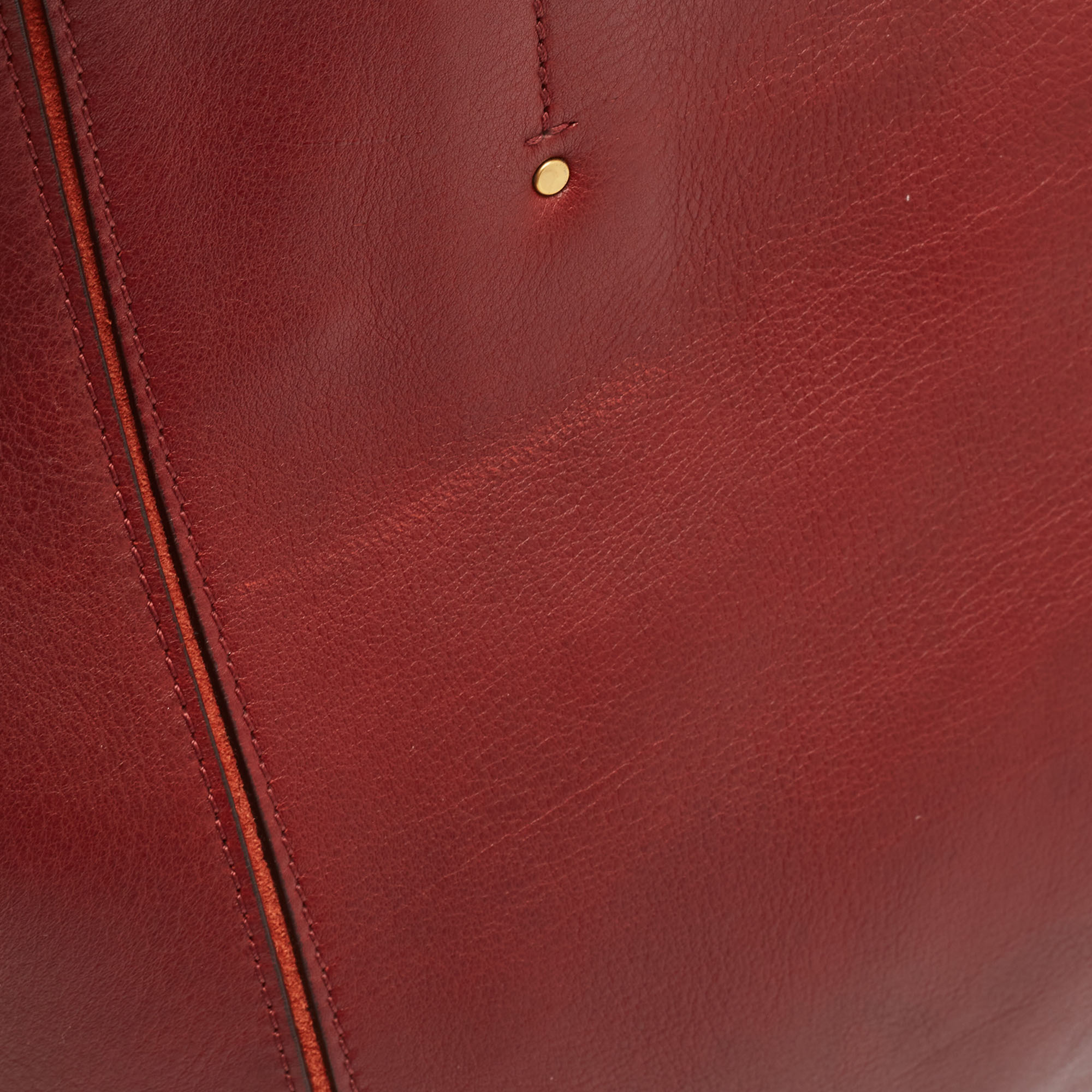 Chloe Burgundy Leather and Suede Medium Milo Tote 