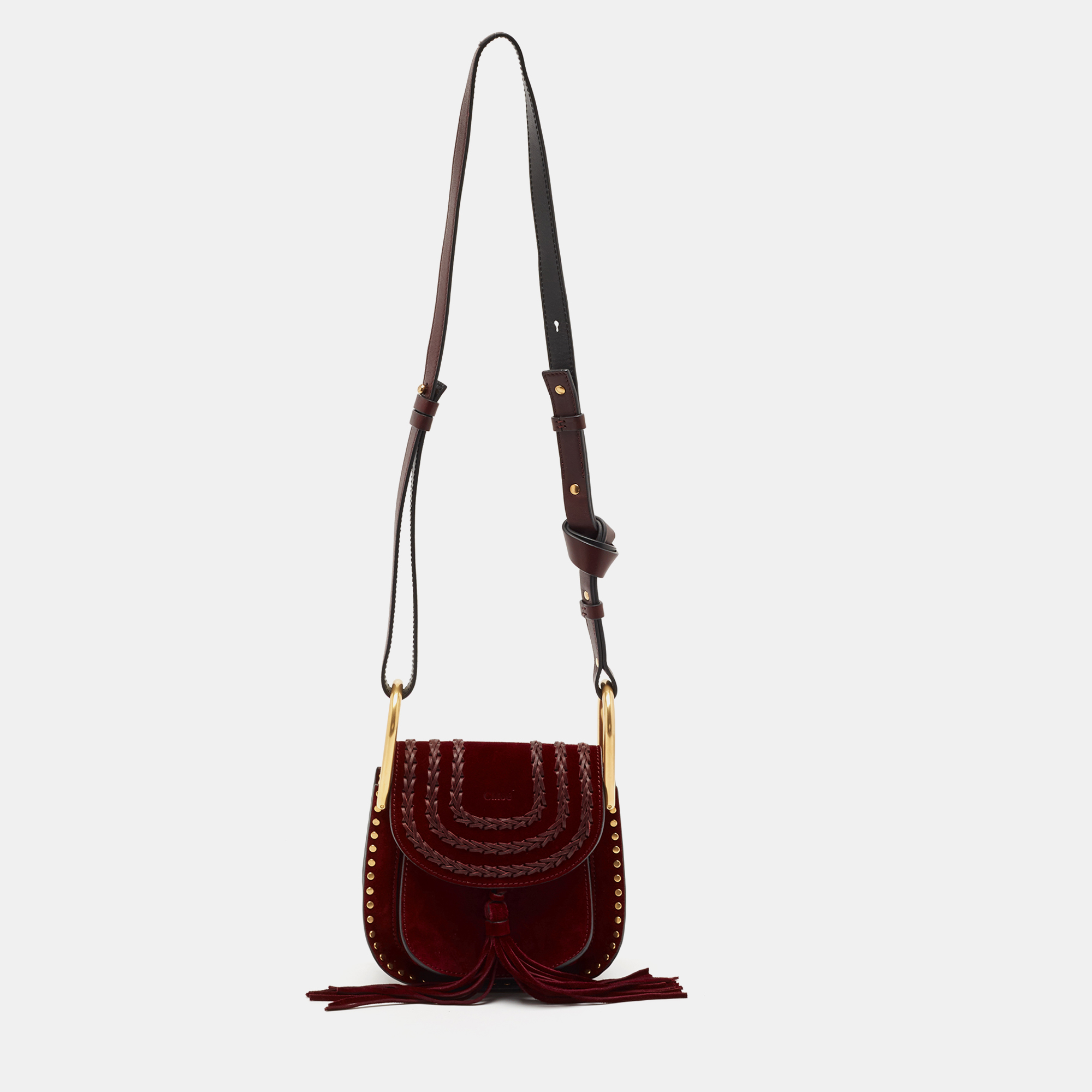 

Chloe Burgundy Leather and Suede Mini Hudson Shoulder Bag