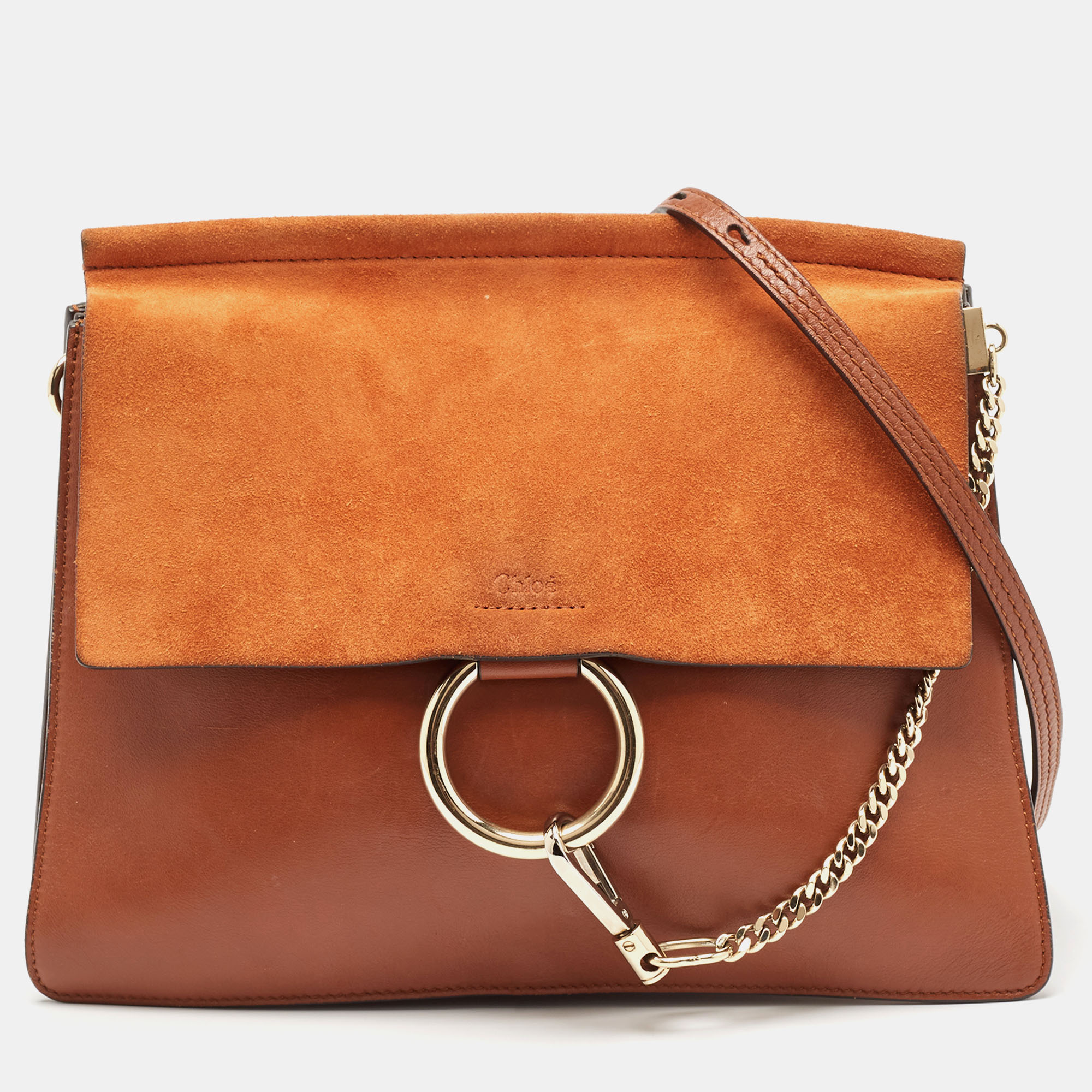 

Chloe Brown Leather and Suede  Faye Shoulder Bag