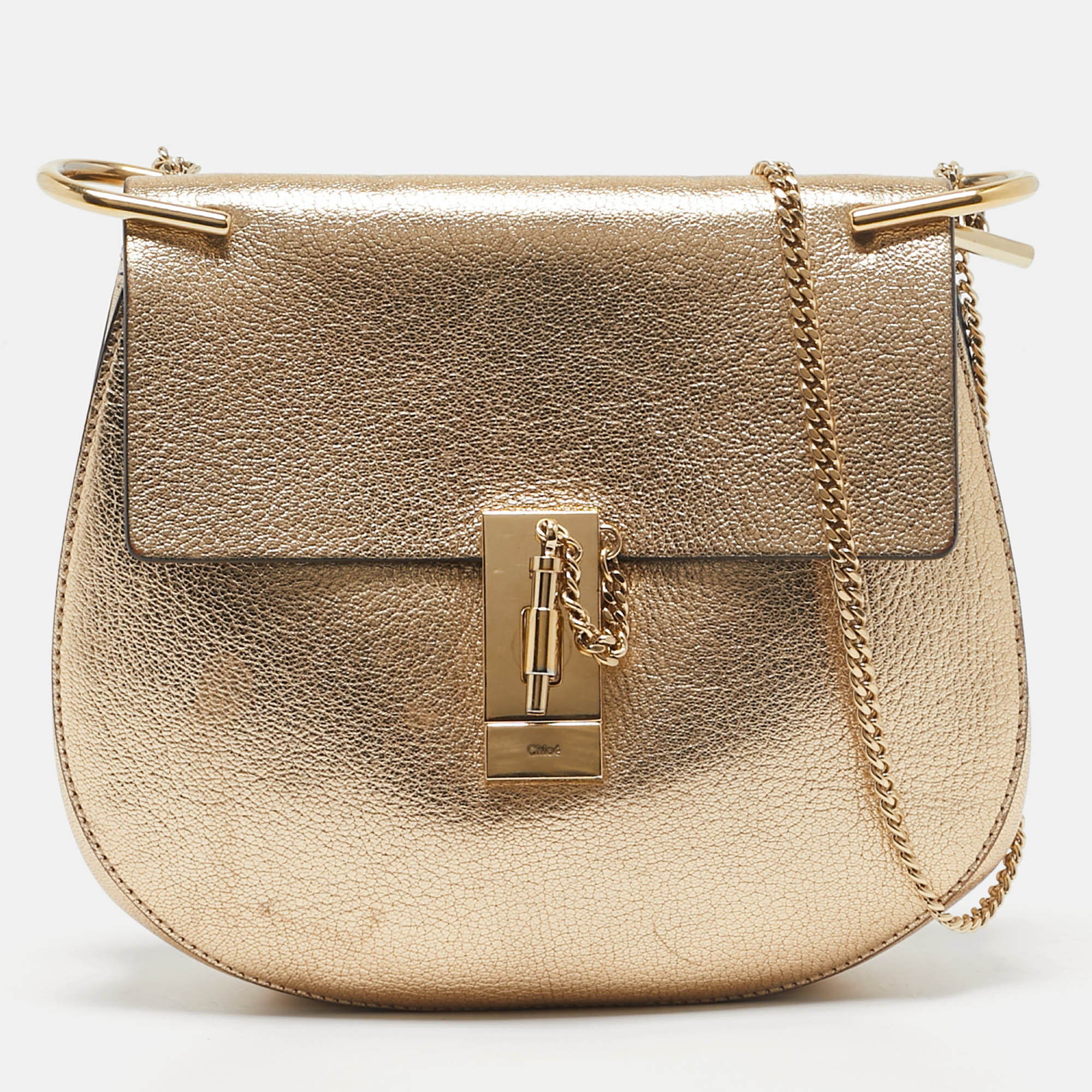 

Chloe Gold Leather  Drew Shoulder Bag