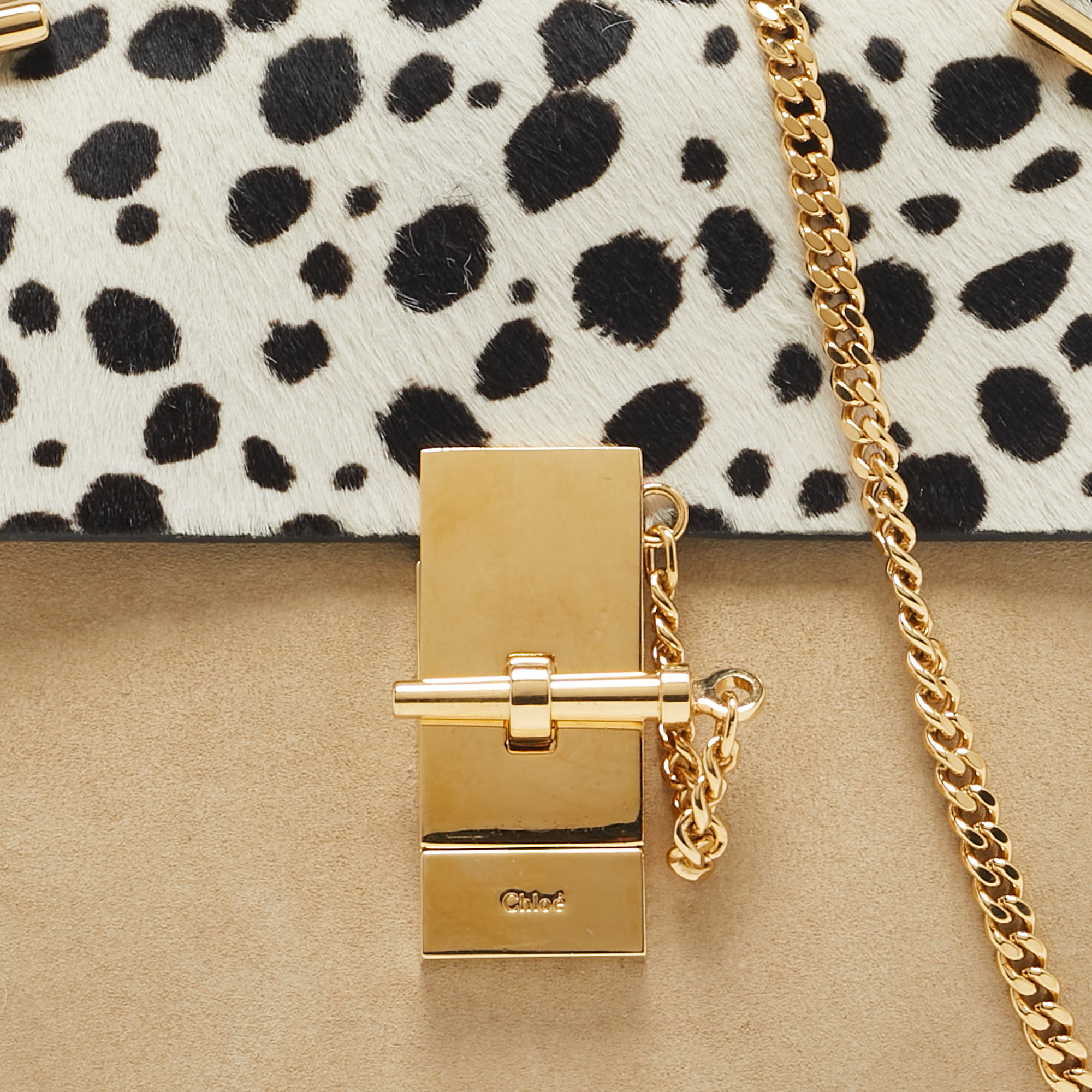 Chloe Multicolor Calf Hair and Leather Small Drew Shoulder Bag 