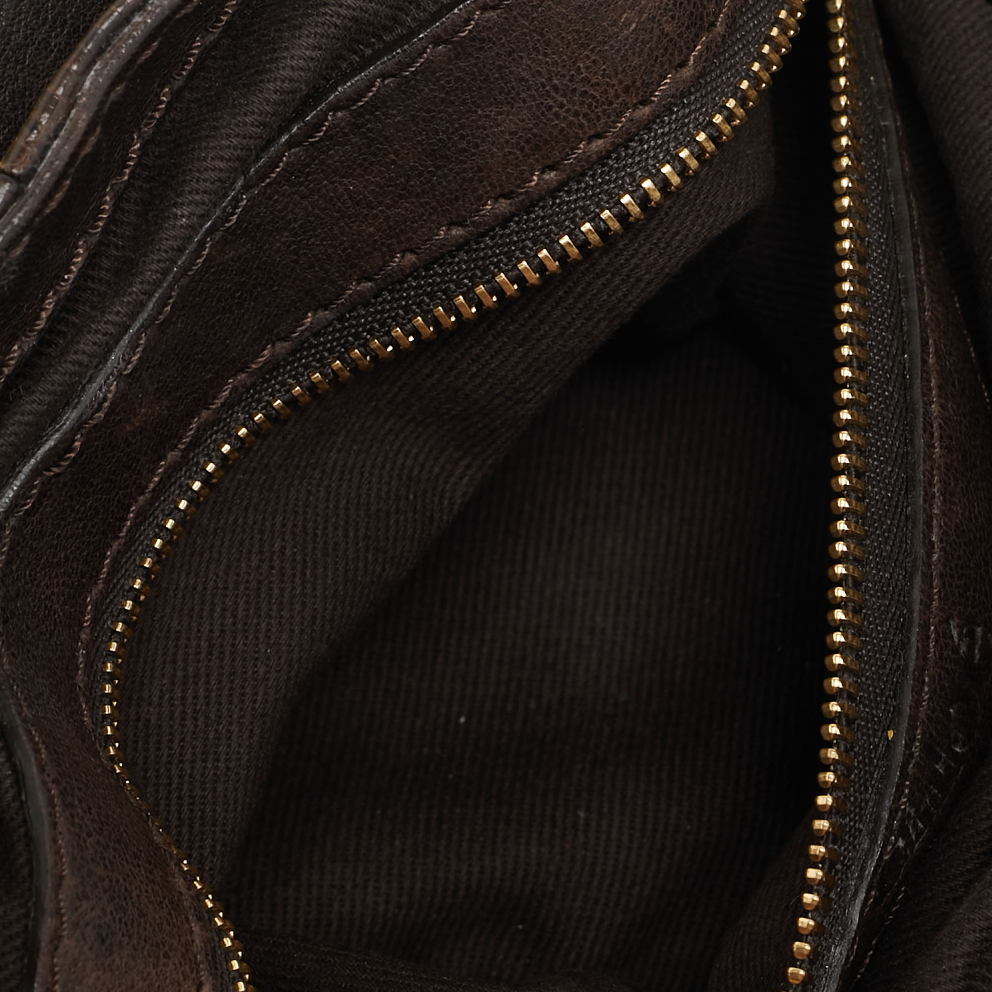 Chloe Dark Brown Lizard and Leather Small Paddington Crystals Satchel 
