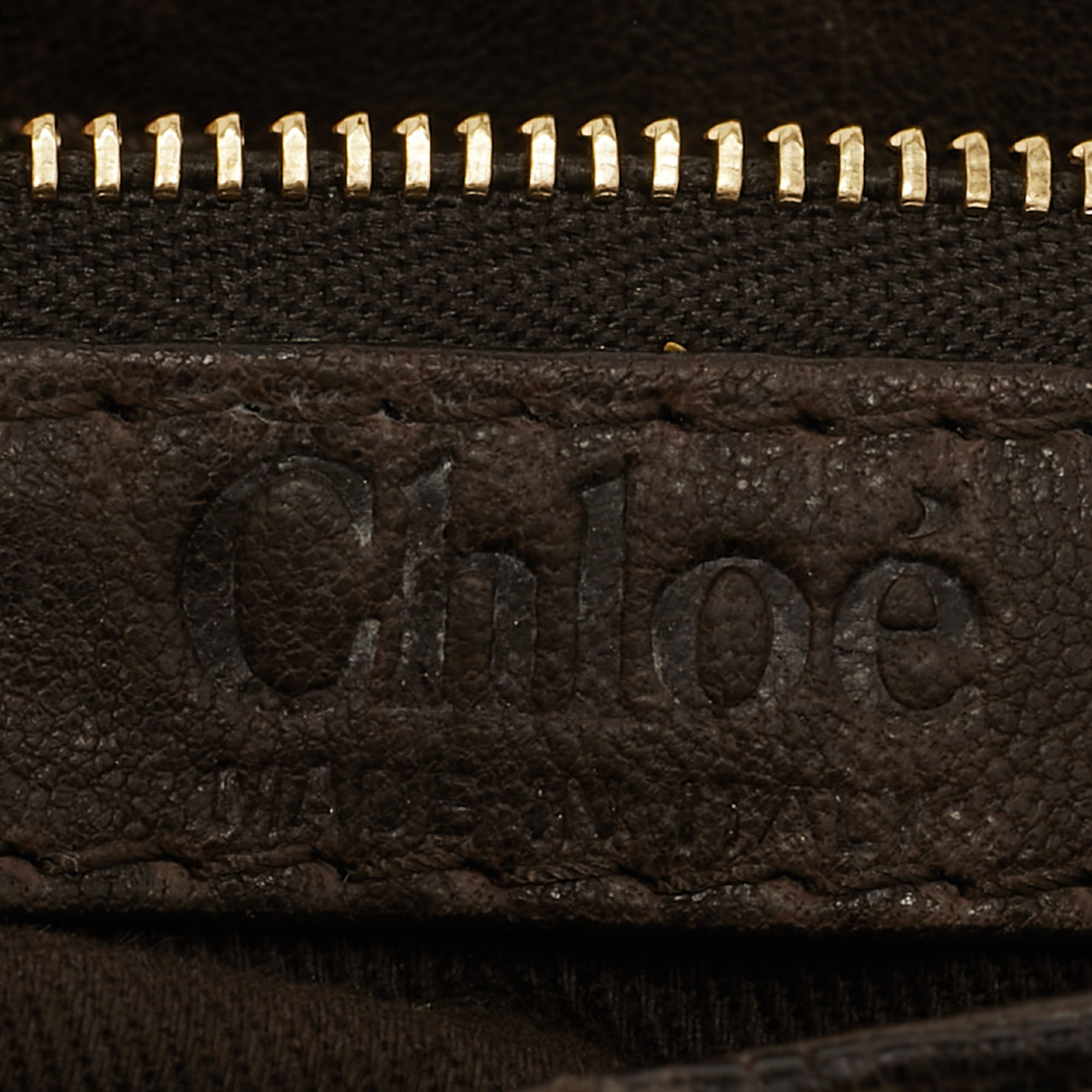 Chloe Dark Brown Lizard and Leather Small Paddington Crystals Satchel 