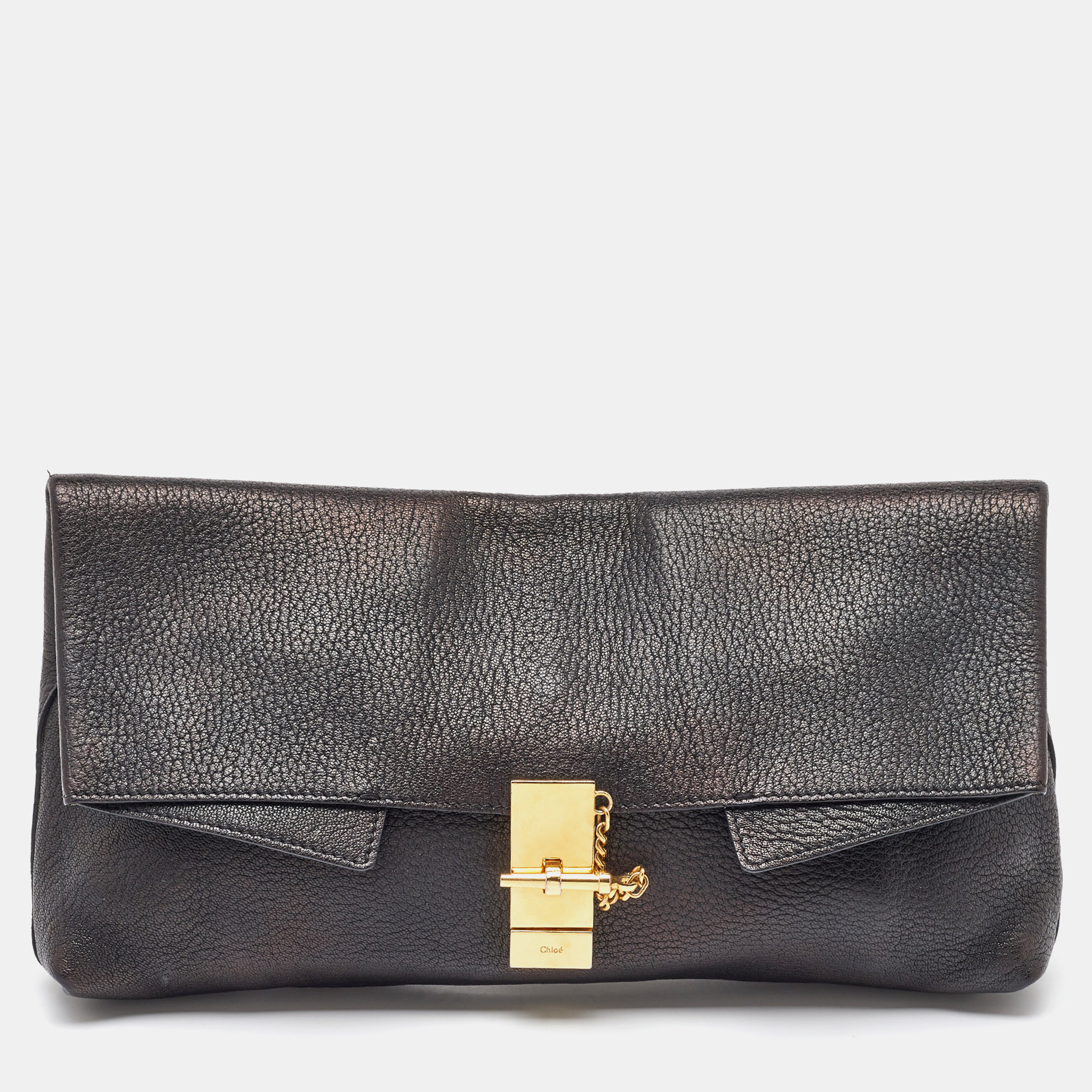 

Chloe Black Grained Leather Drew Fold Over Clutch