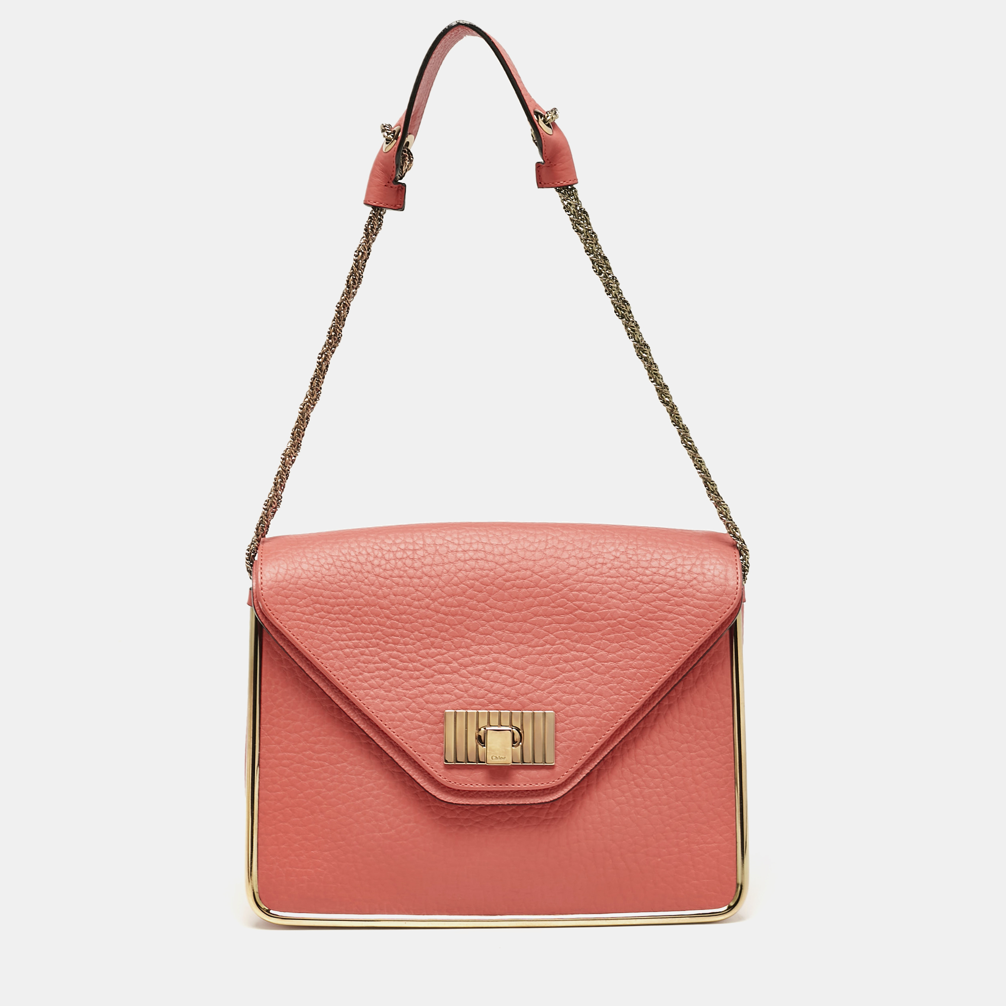 

Chloe English Rose Pebbled Leather  Sally Flap Shoulder Bag, Red