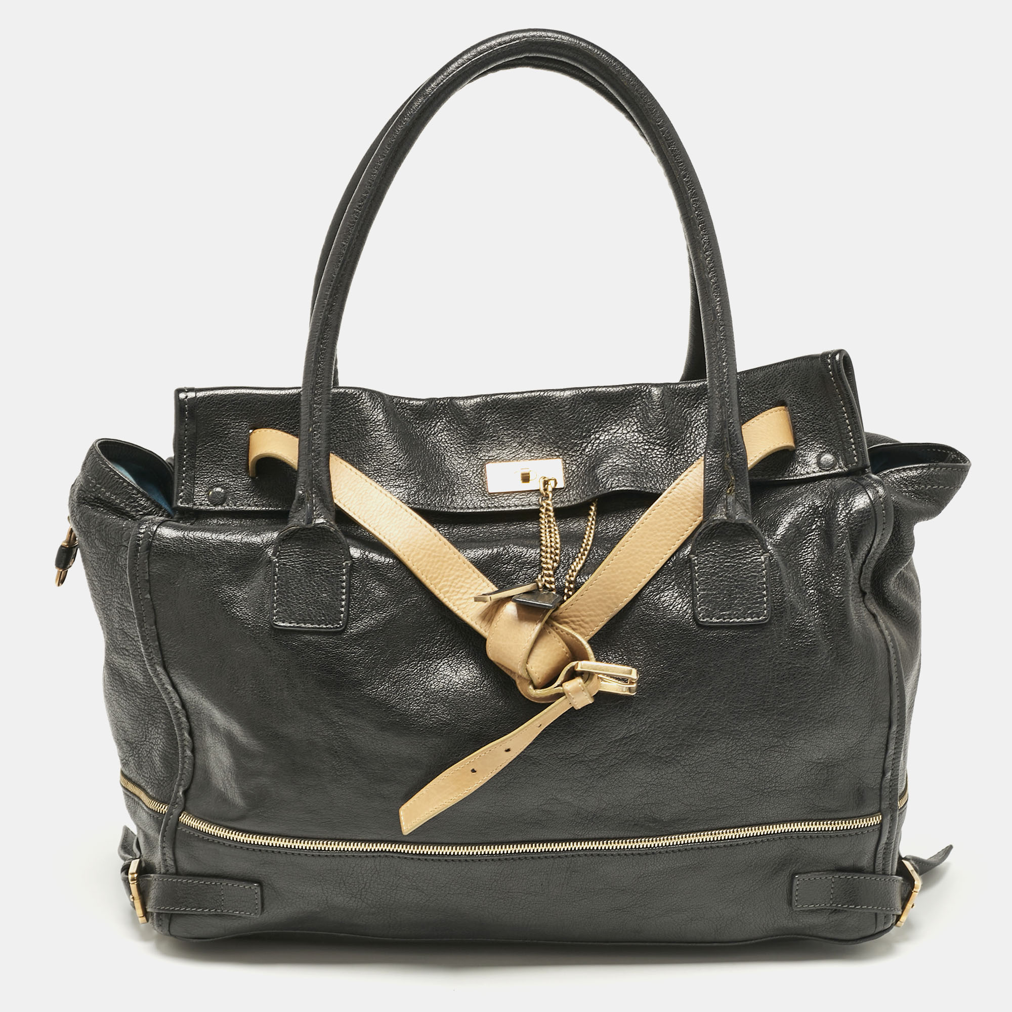 

Chloe Black/Tan Leather Marlow Tote