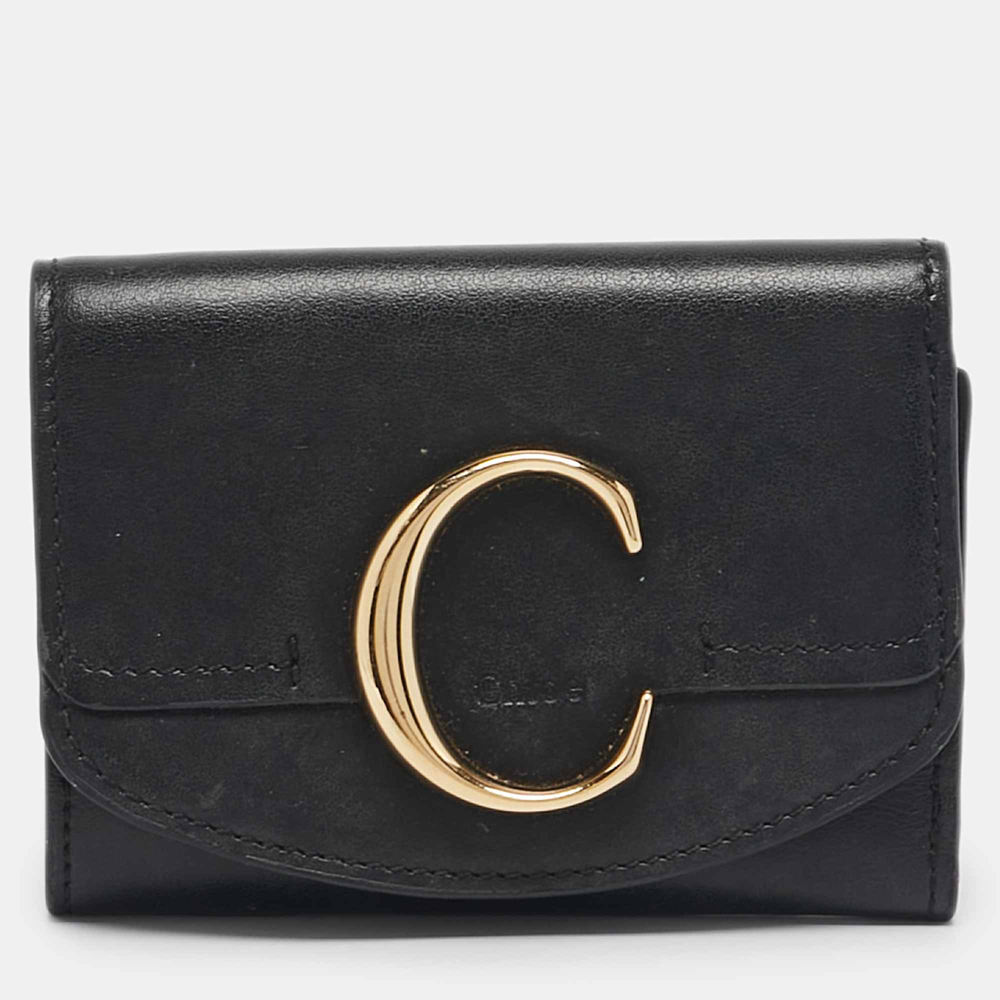 

Chloe Black Leather C Trifold Wallet