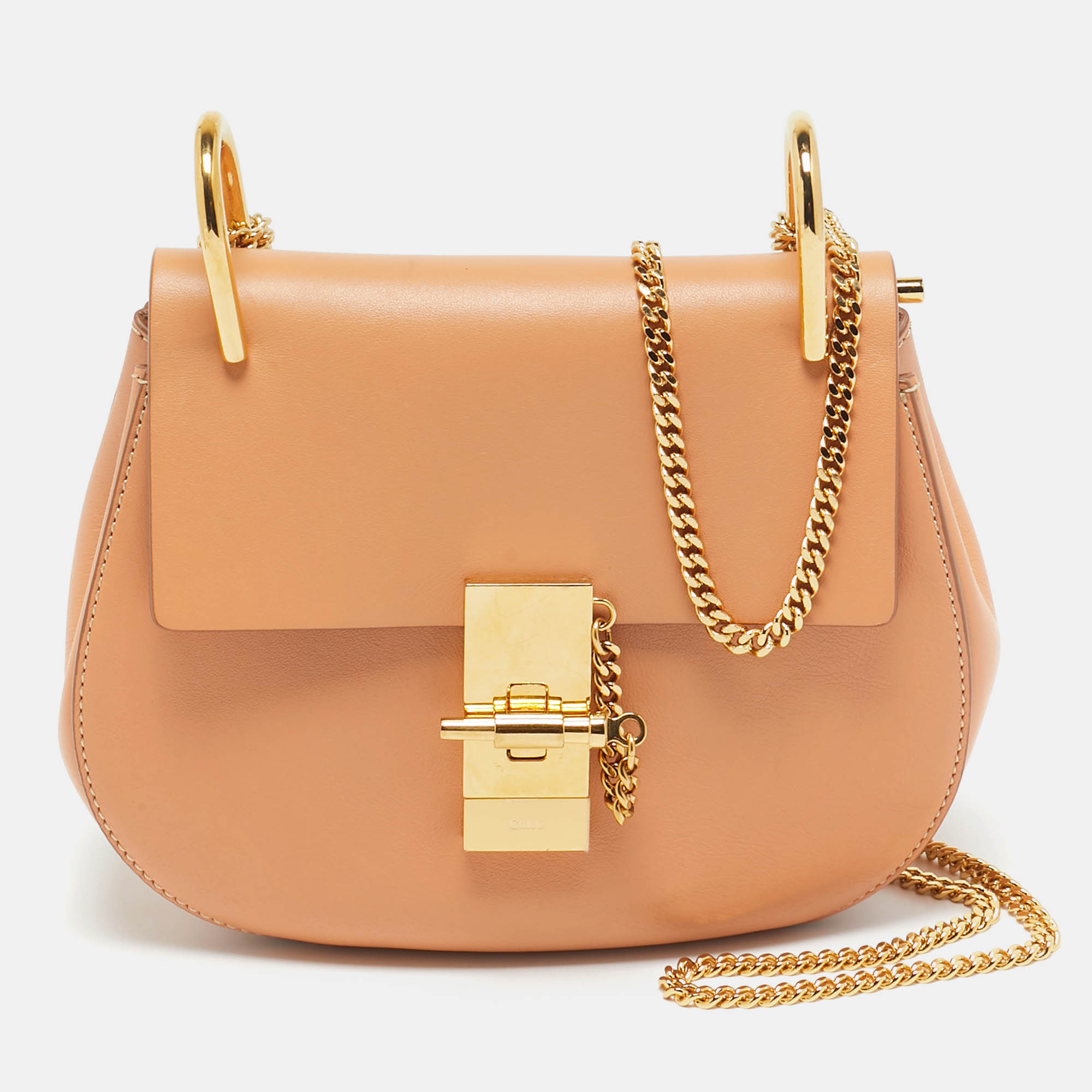 

Chloe Peach Leather  Drew Shoulder Bag, Orange