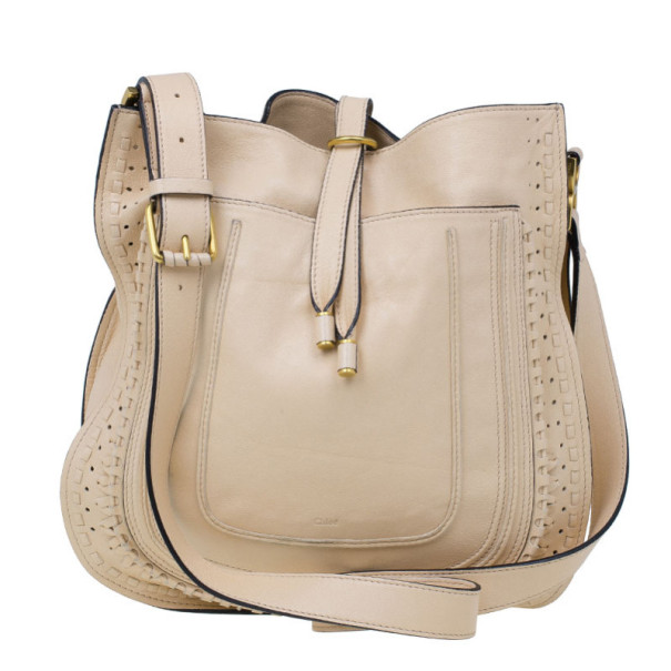 Pre Owned Chloe Cream Leather Marcie Messenger Bag