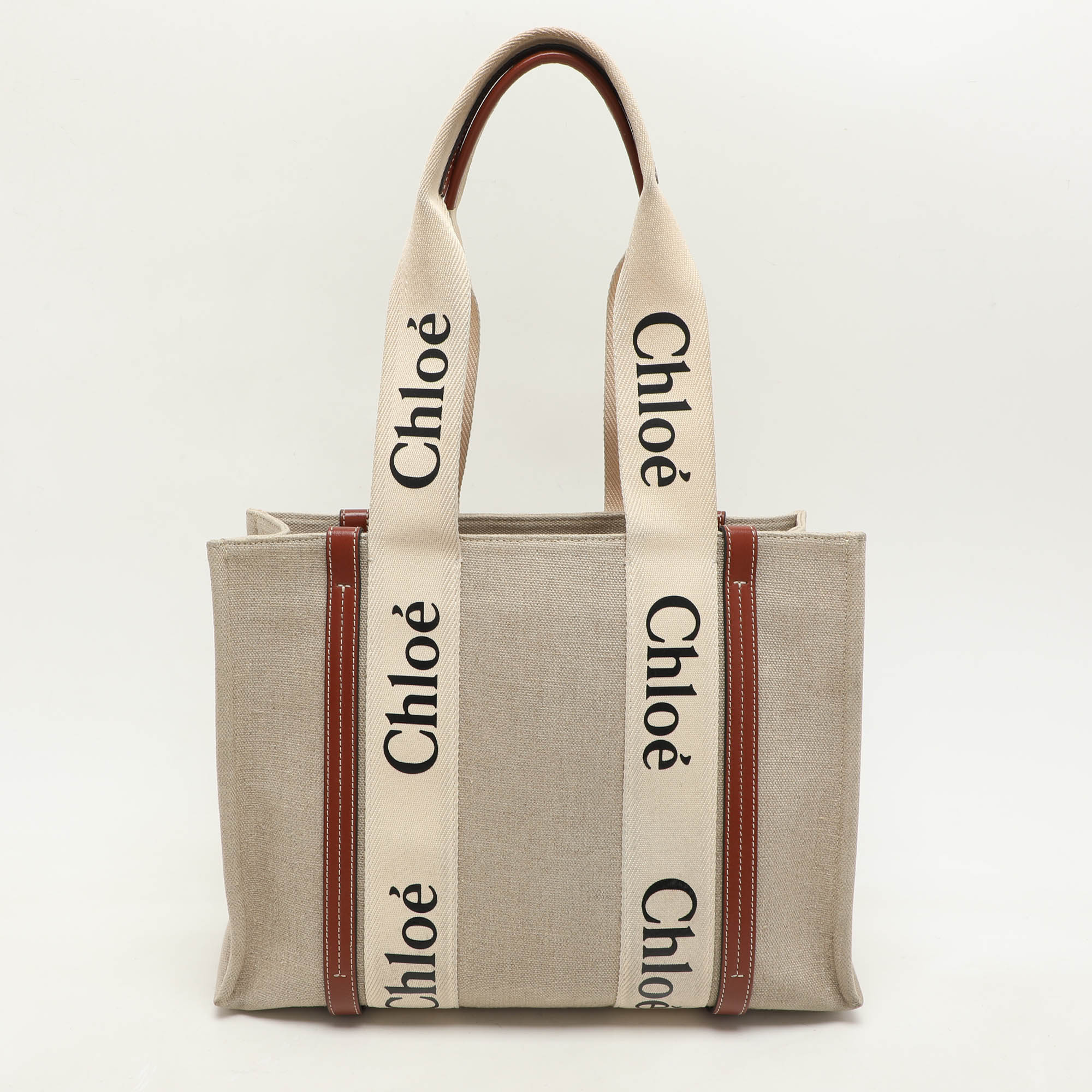

Chloe Copper Brown/Beige Canvas and Leather  Woody Tote
