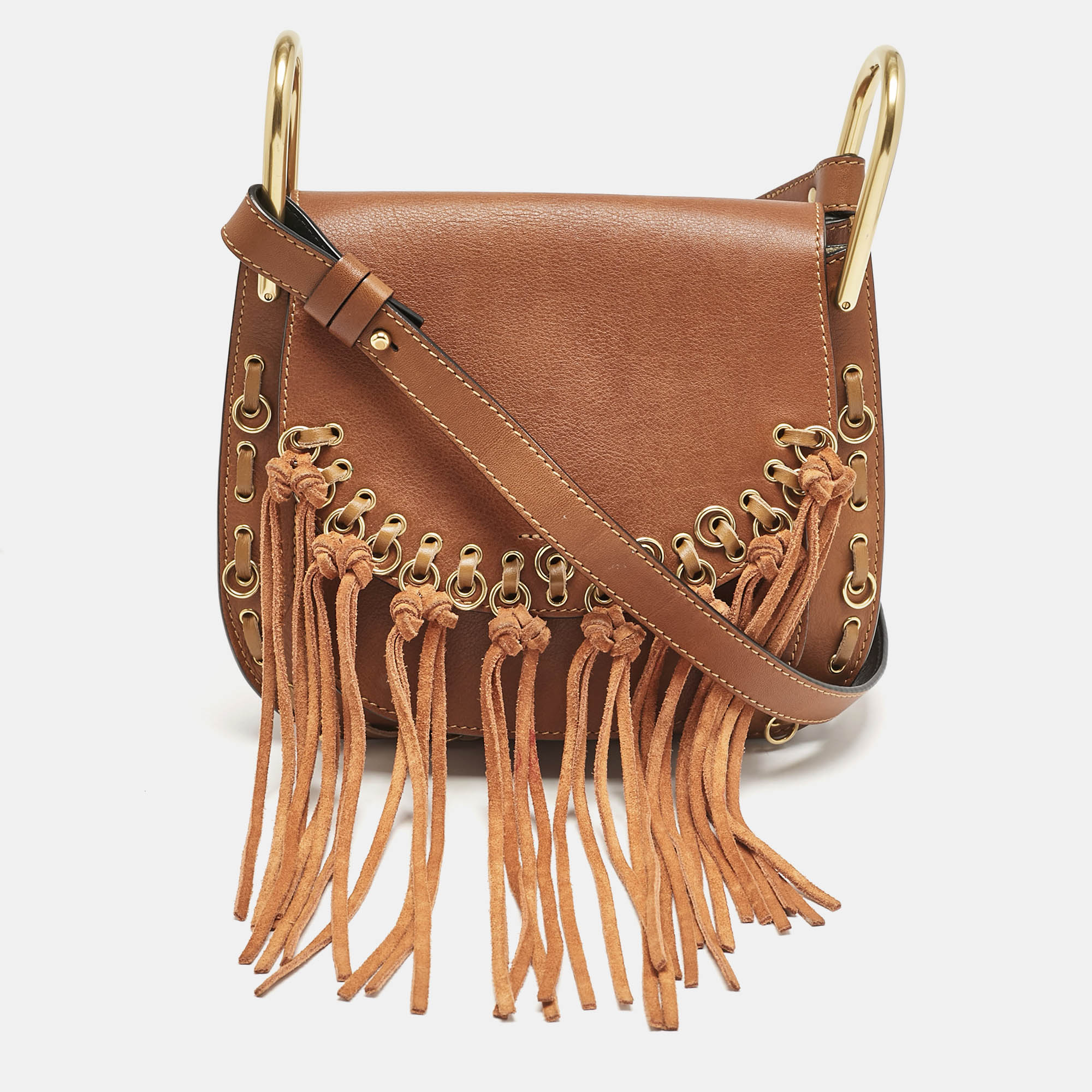 

Chloe Brown Leather  Hudson Fringe Shoulder Bag