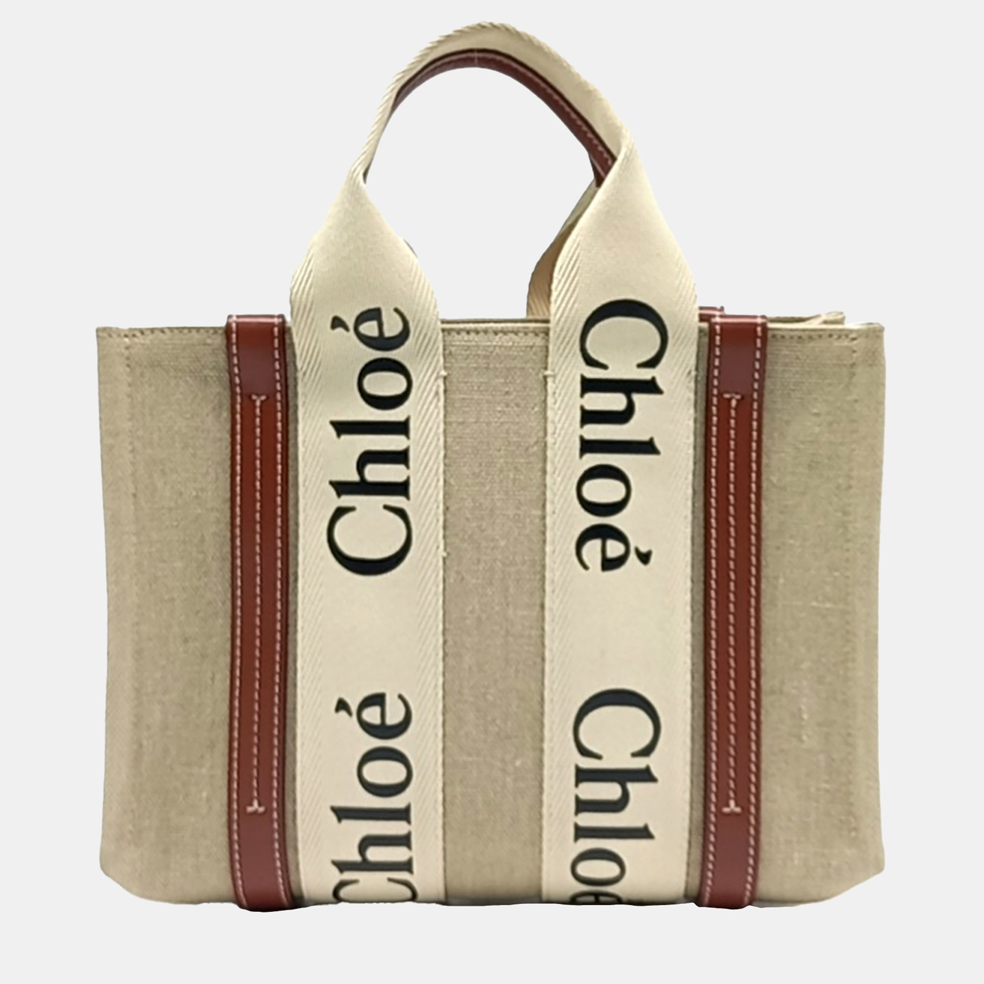 

Chloe Beige Brown Fabric Woody Small Bag