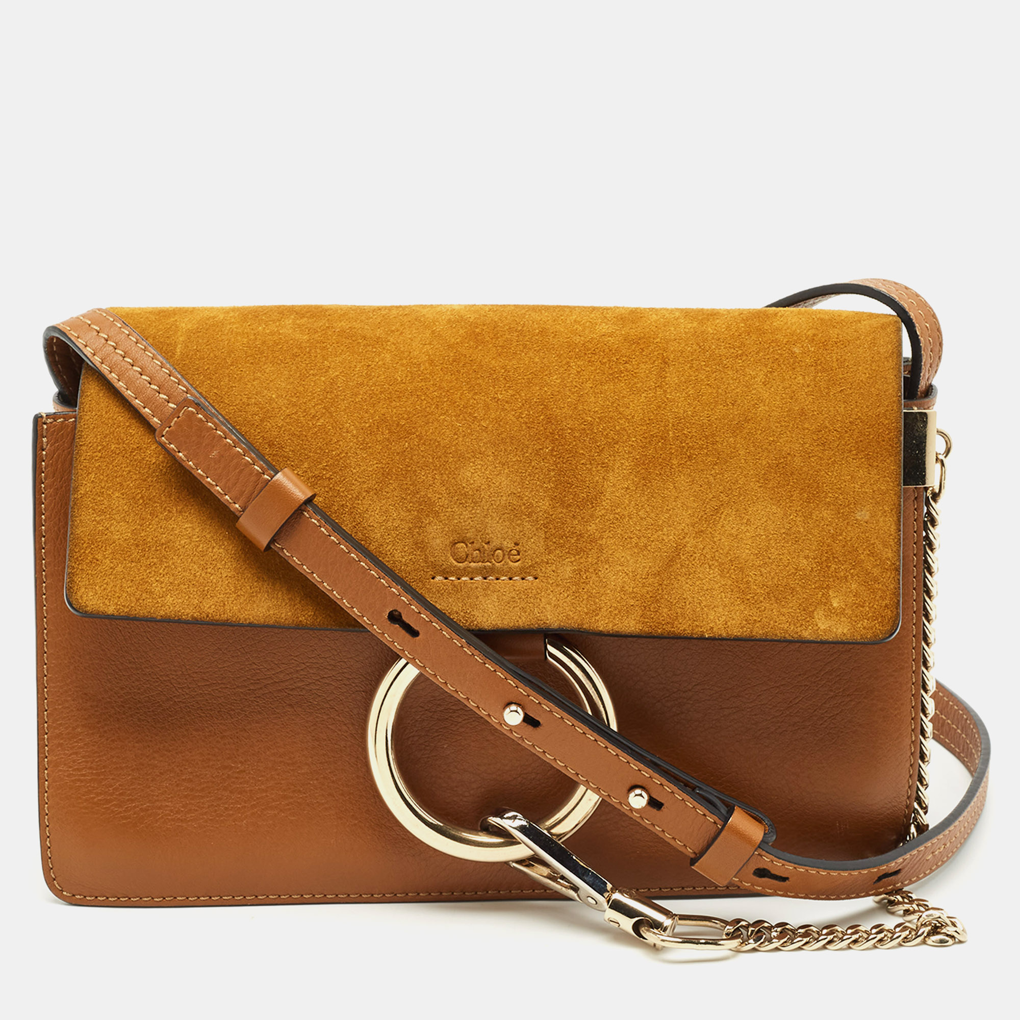 

Chloe Brown/Tan Leather and Suede  Faye Shoulder Bag