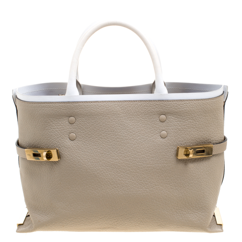 Pre Owned Chloe Beige Leather Charlotte Tote