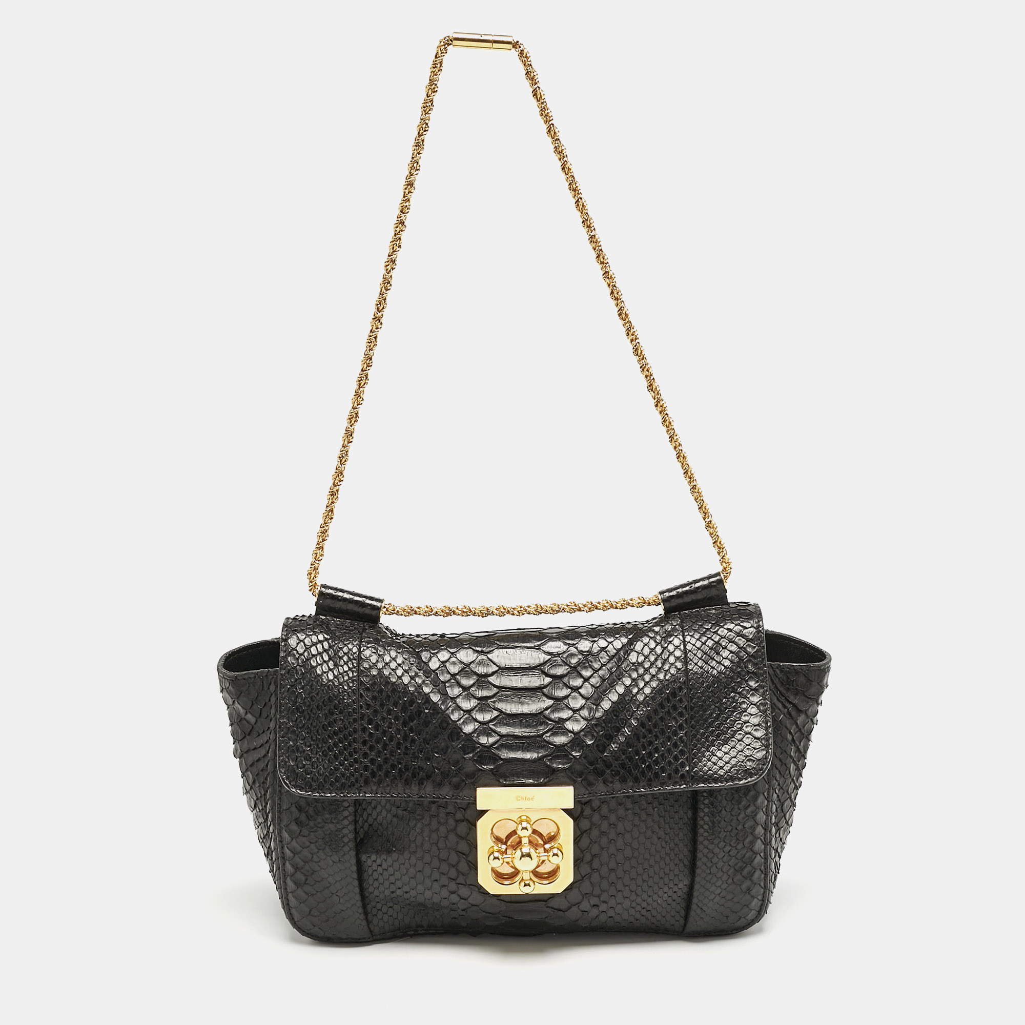 

Chloe Black Python  Elsie Chain Shoulder Bag