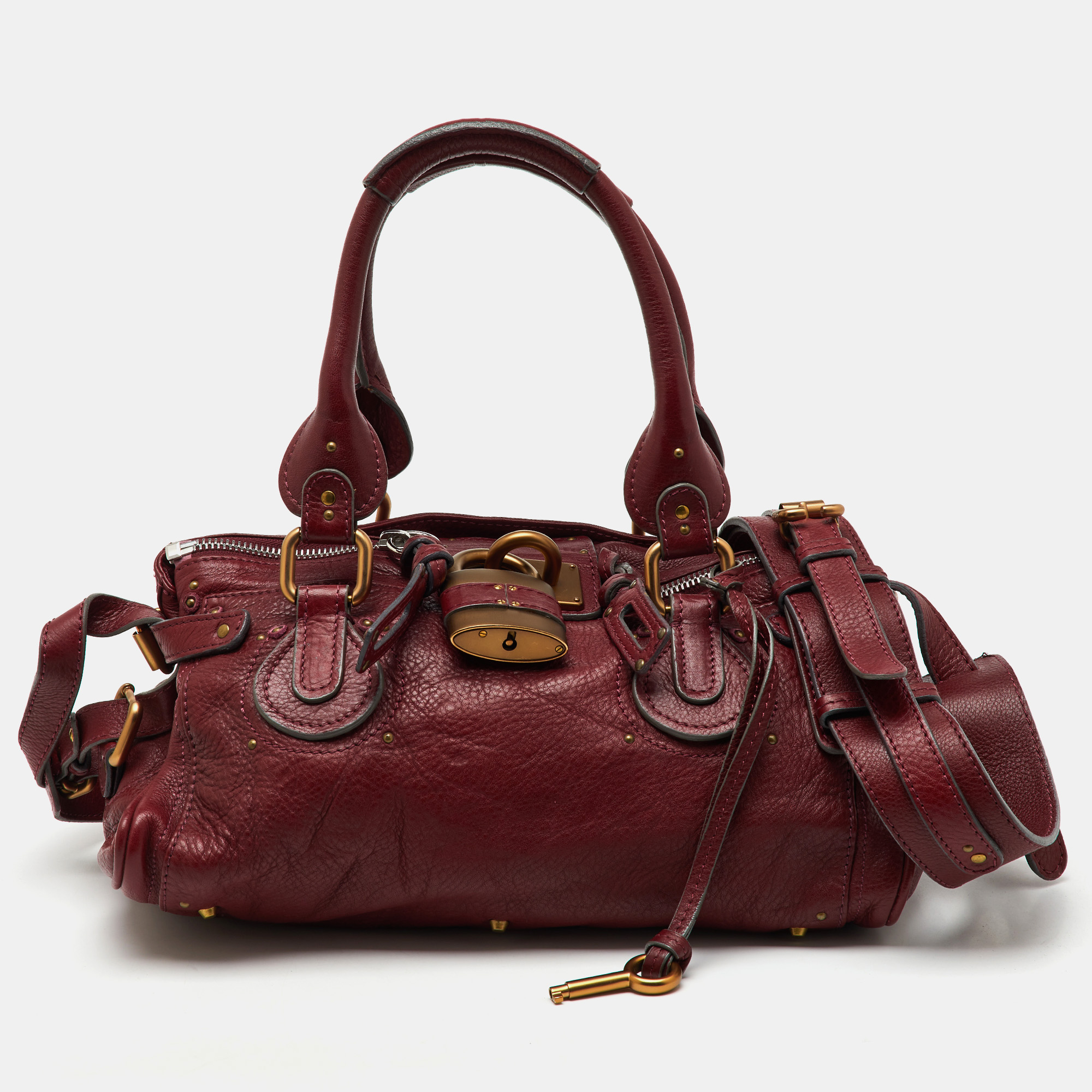 

Chloé Burgundy Leather  Paddington Satchel