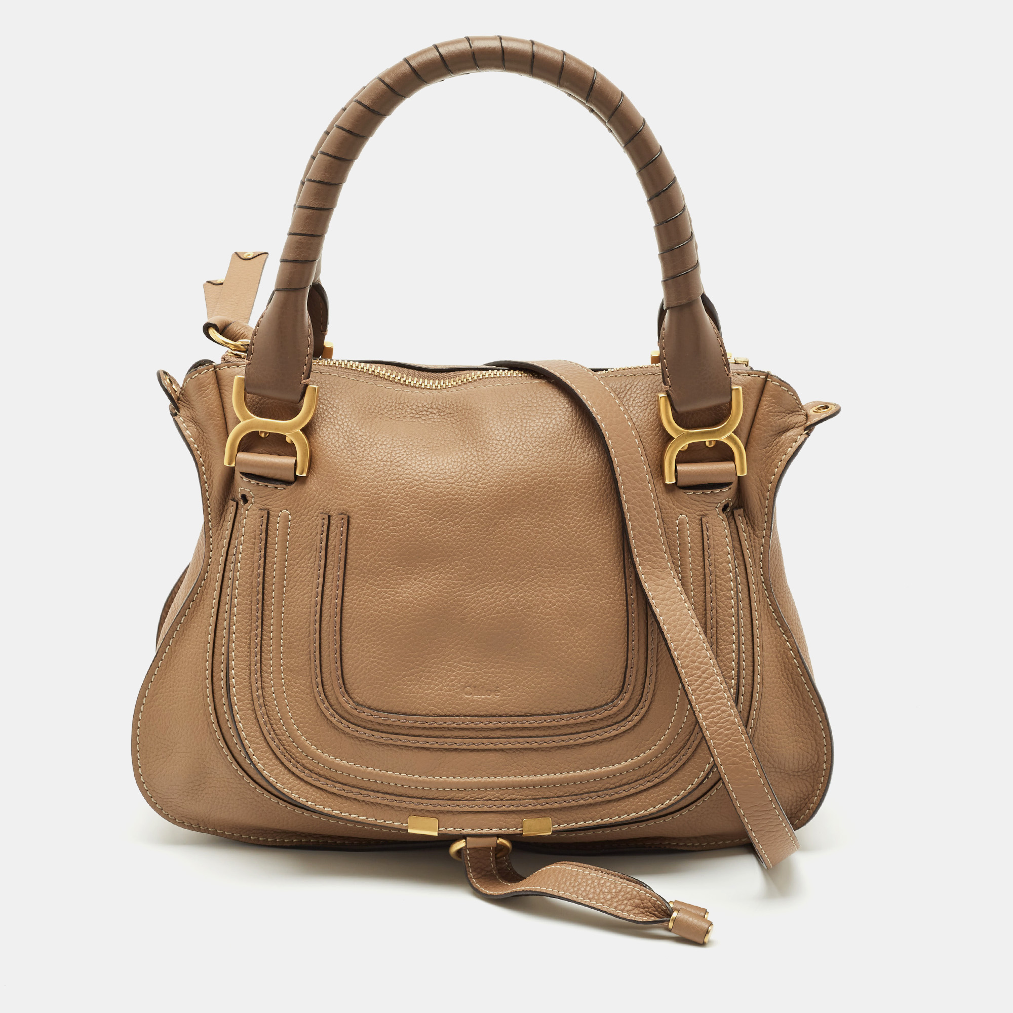 

Chloe Two Tone Brown Leather  Marcie Shoulder Bag
