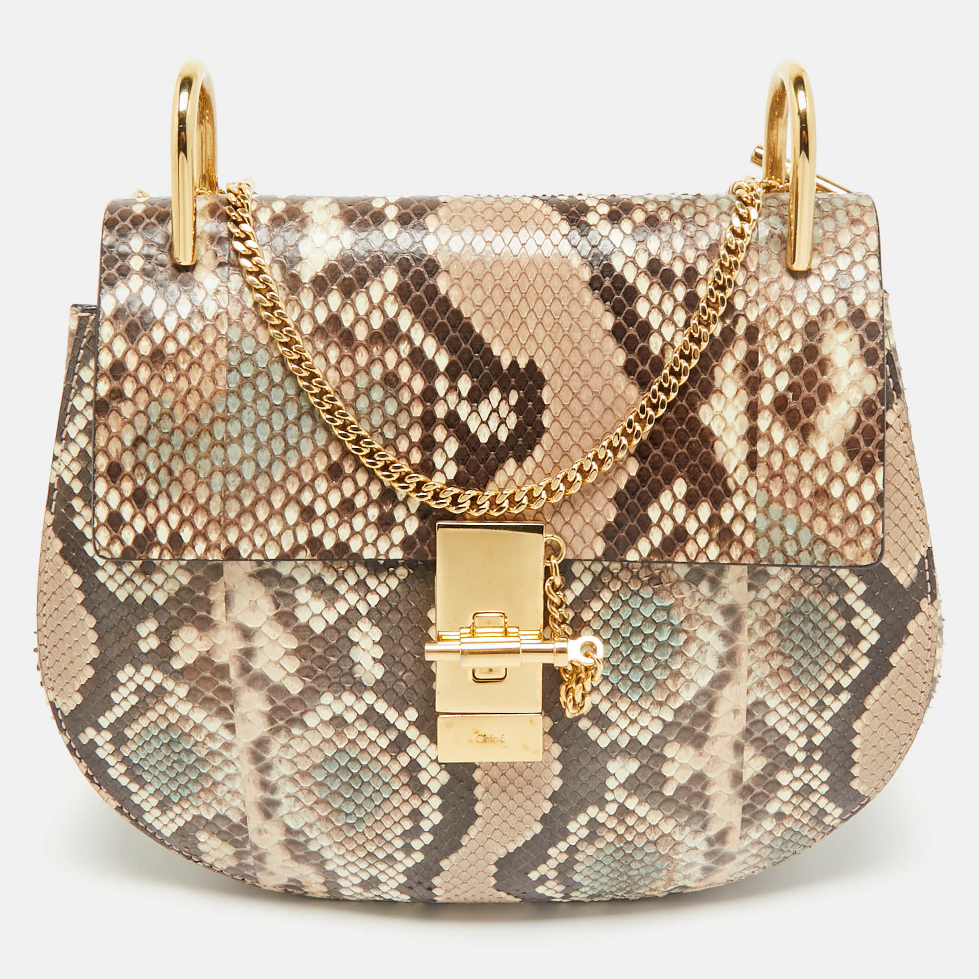 

Chloe Multicolor Python Medium Drew Shoulder Bag
