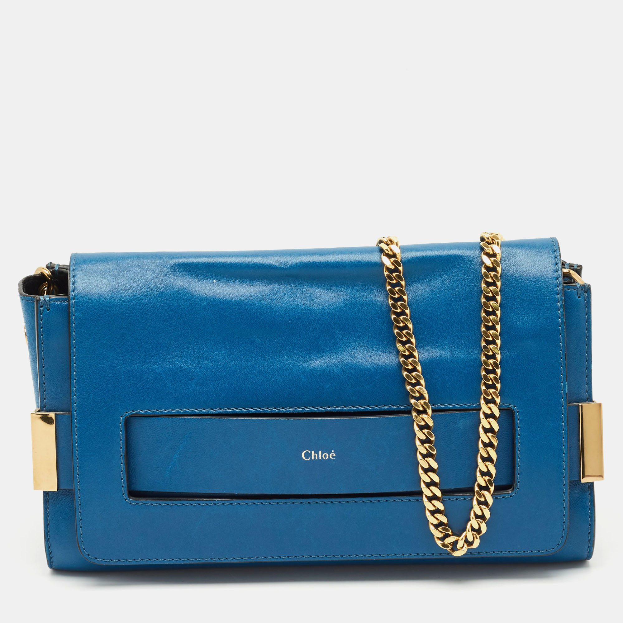 

Chloe Blue Leather Elle Chain Clutch