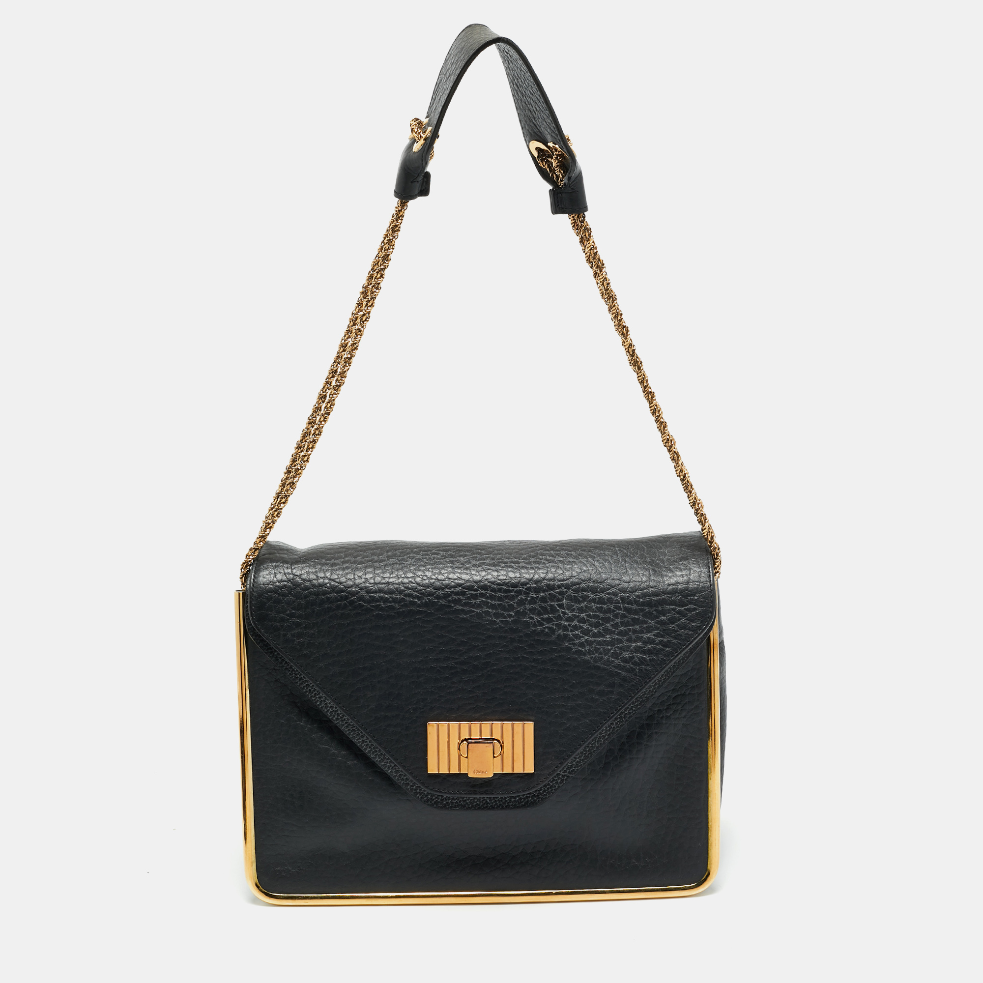 

Chloe Black Leather  Sally Flap Shoulder Bag