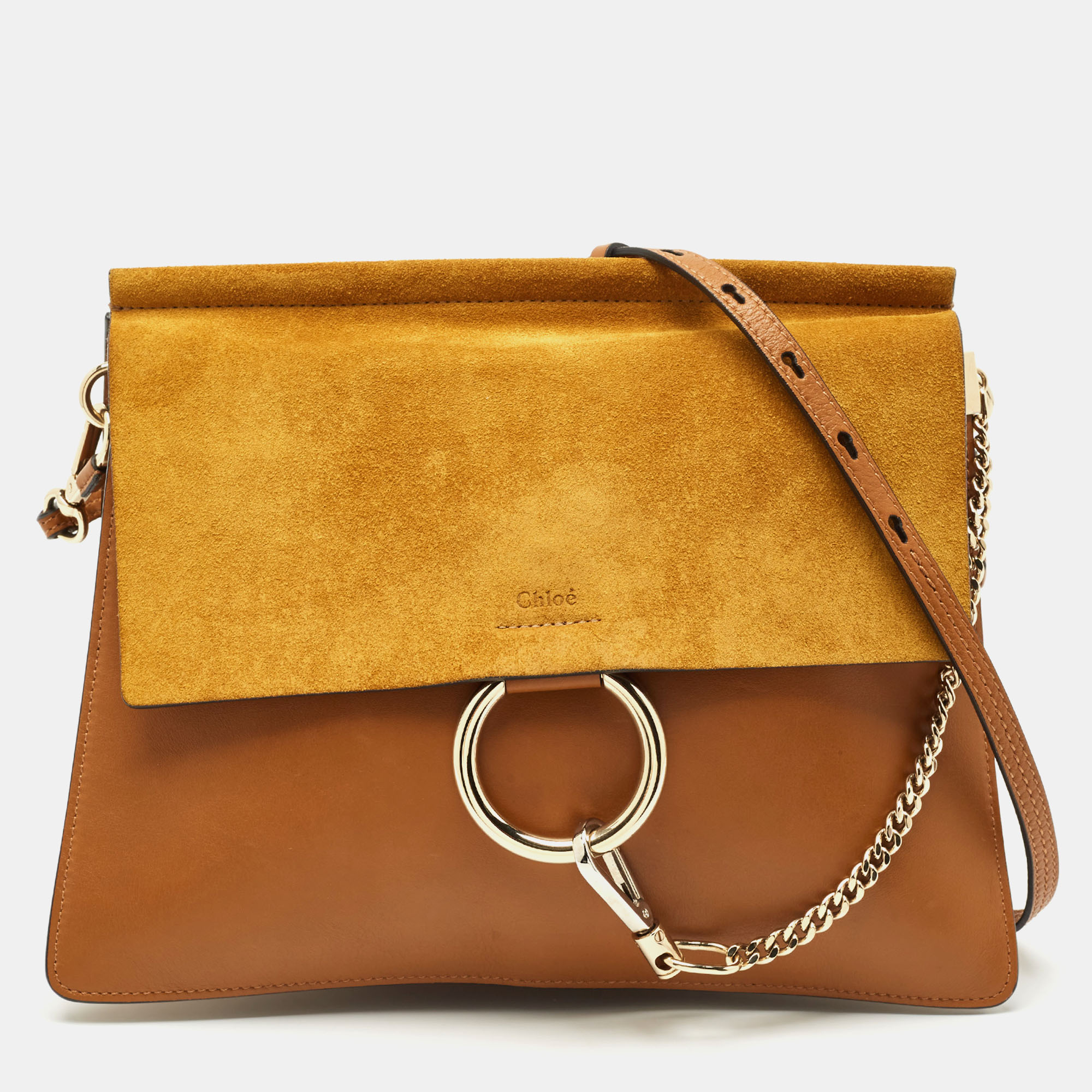 

Chloe Tan/Mustard Leather and Suede Faye  Shoulder Bag