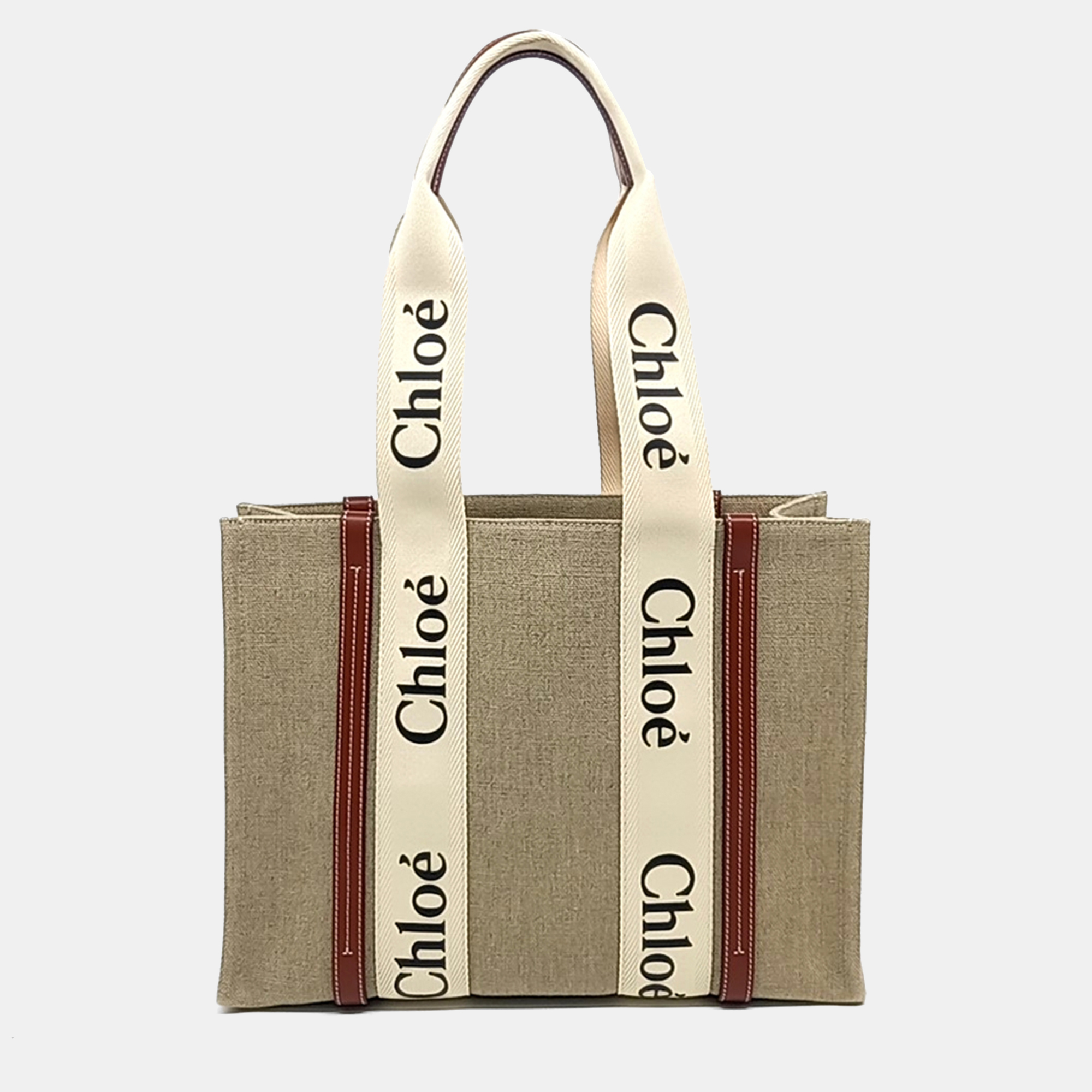 

Chloe Beige Brown Fabric Woody Bag Medium