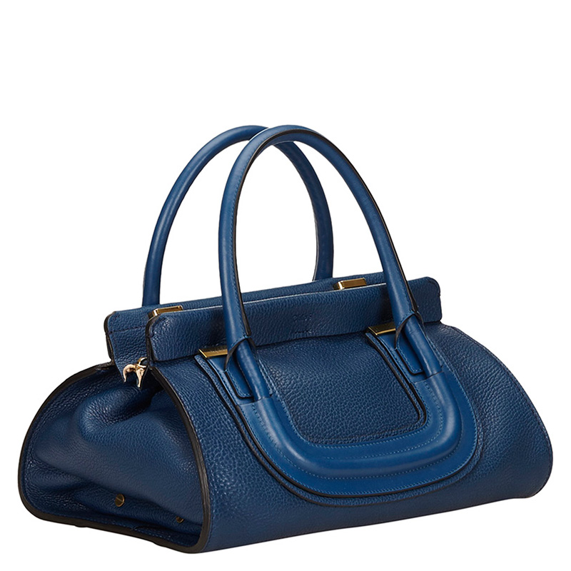 

Chloe Blue Leather Everston Satchel Bag