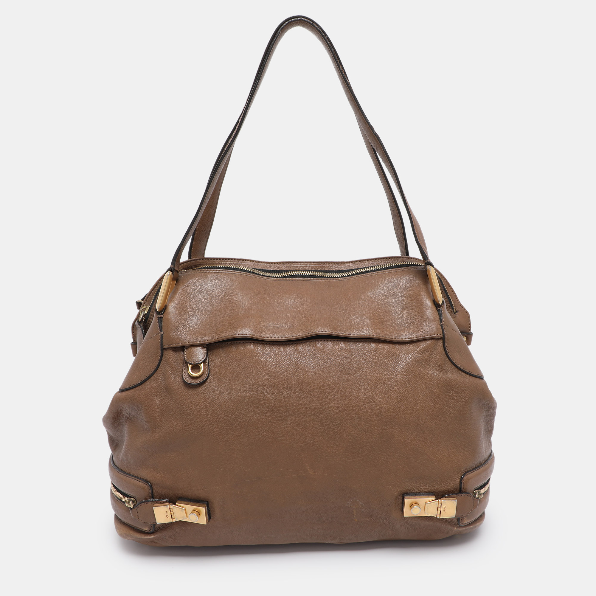 

Chloe Brown Leather Carryall Satchel