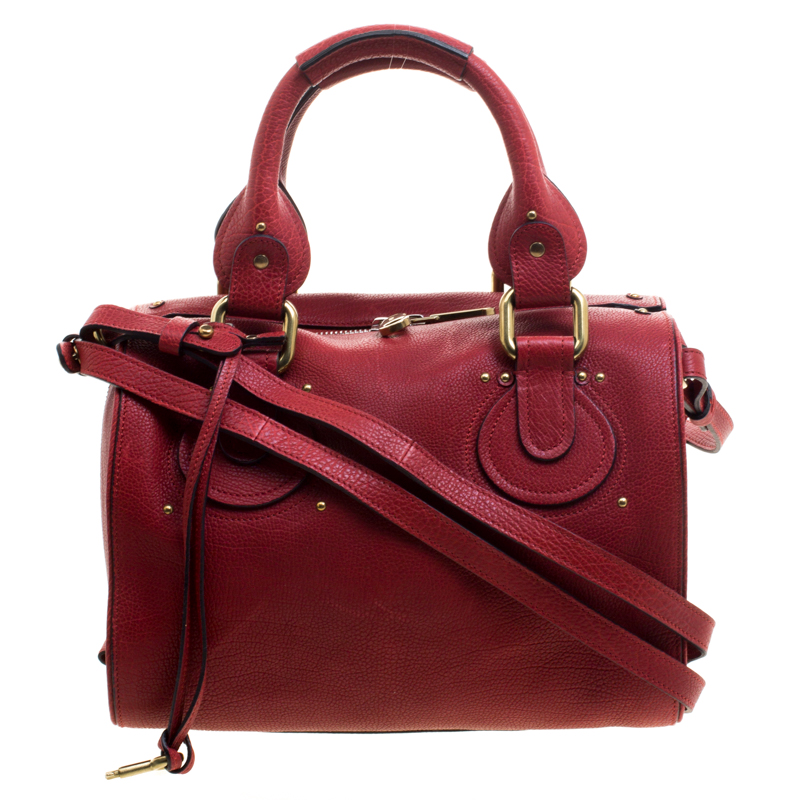 Pre Owned Chloé Red Leather Aurore Satchel