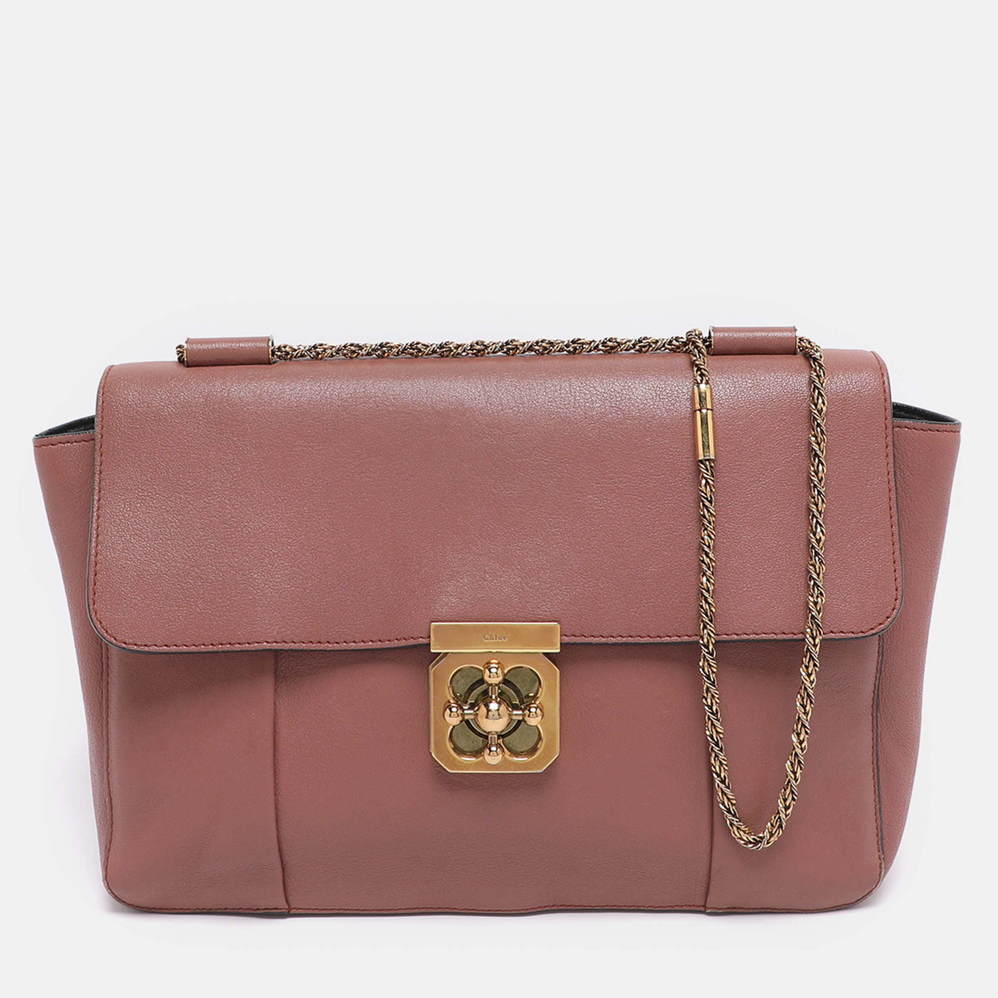 Pre-owned Chloé Old Rose Leather Large Elsie Shoulder Bag In Pink