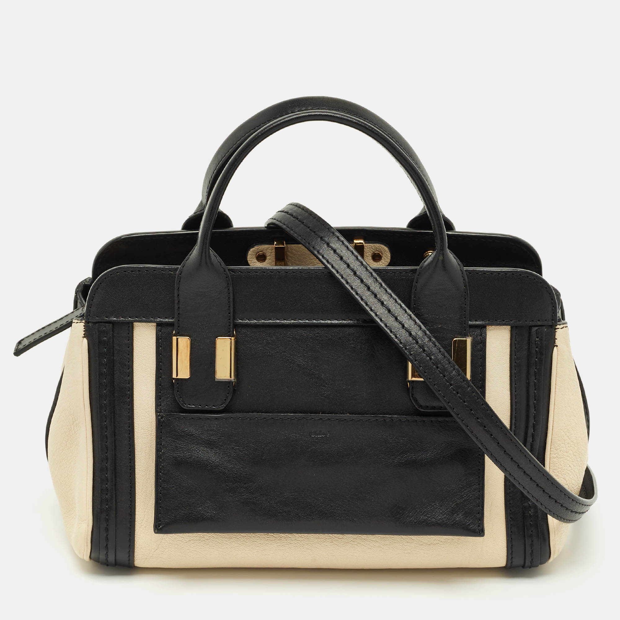 

Chloe Black/Off White Leather Alice Satchel