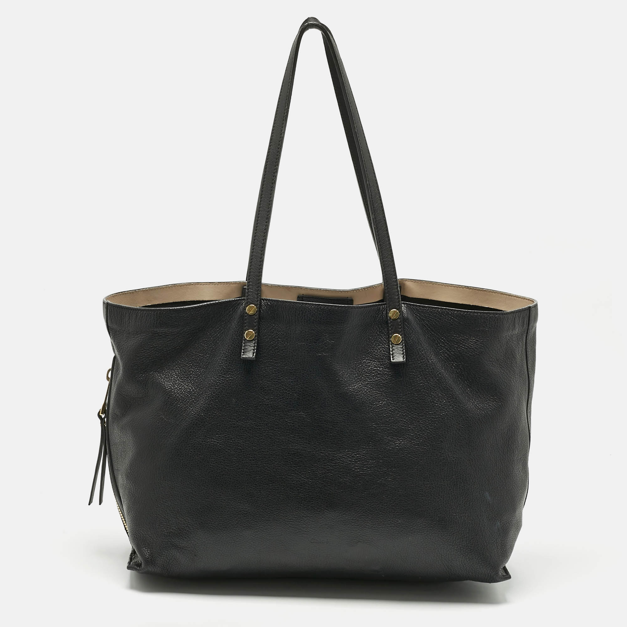 

Chloé Black Leather Dylan Shopper Tote