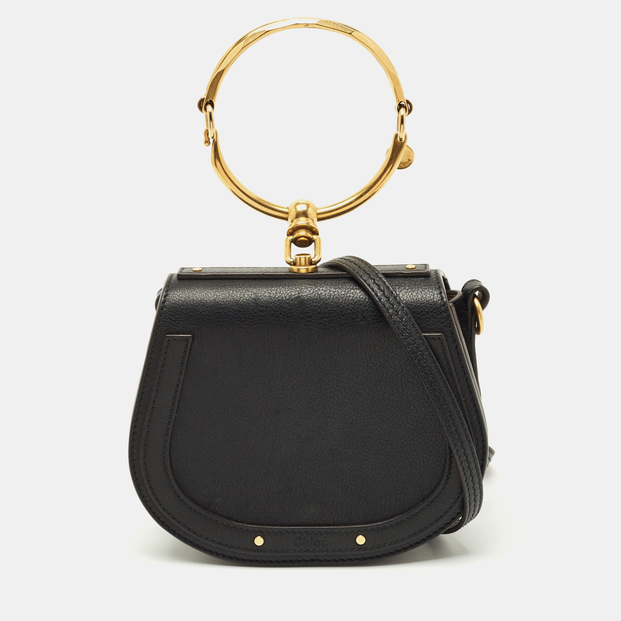 Pre-owned Chloé Black Leather And Suede Small Nile Bracelet Shoulder Bag