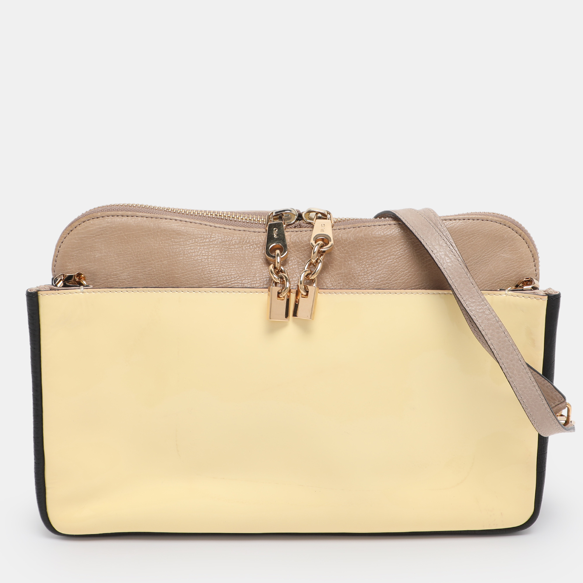 

Chloe Tricolor Patent and Leather Lucy Shoulder Bag, Multicolor