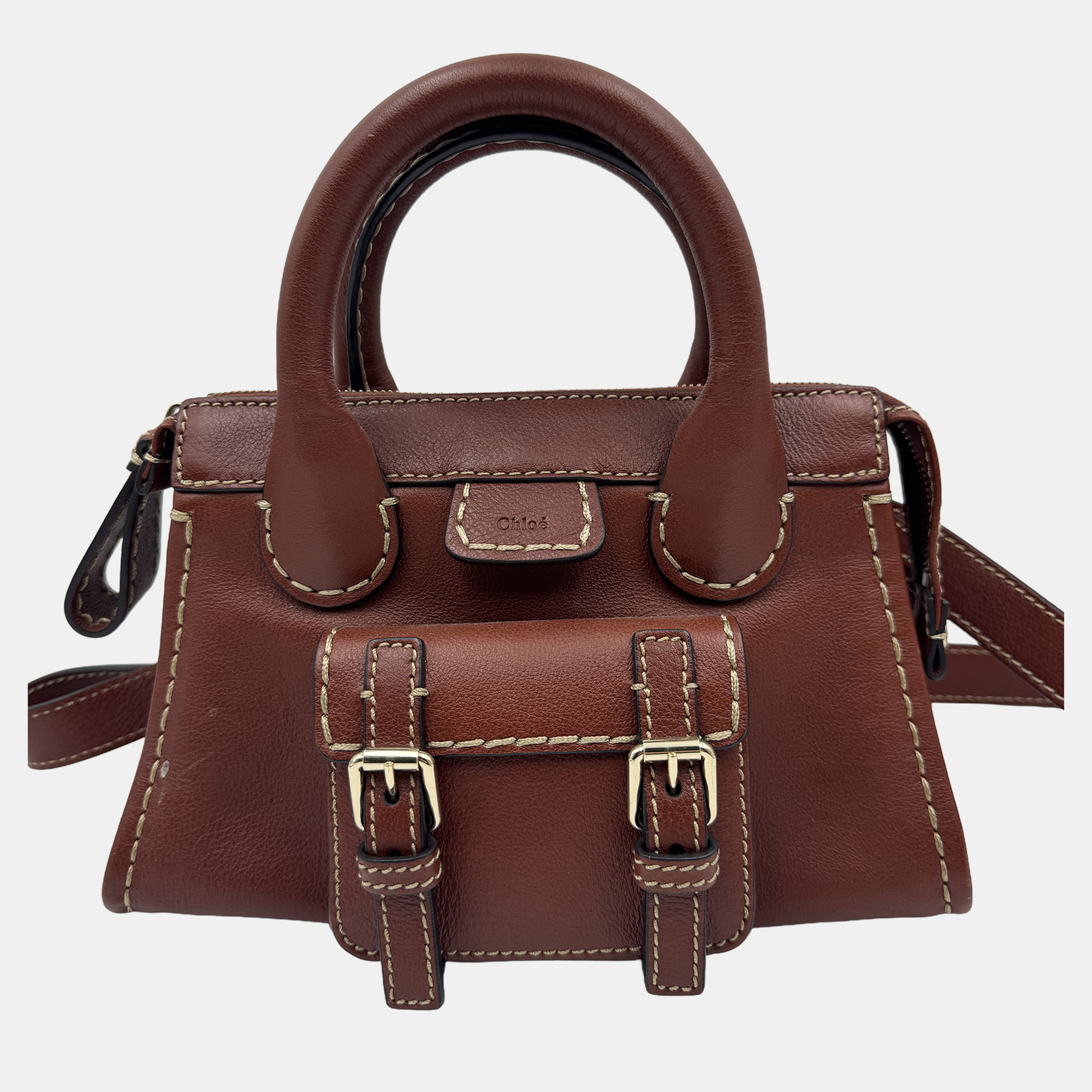 Pre-owned Chloé Chole Edith Brown Mini Top Handle Bag