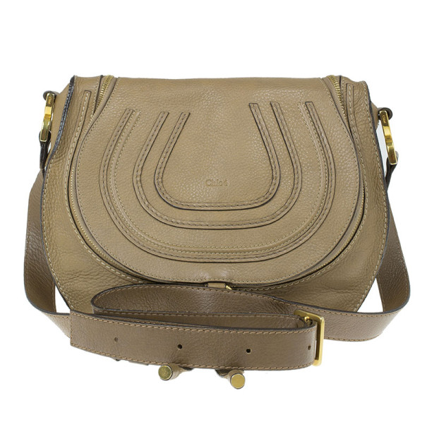 مملوكة مسبقًا Chloe Brown Leather Medium Marcie Crossbody