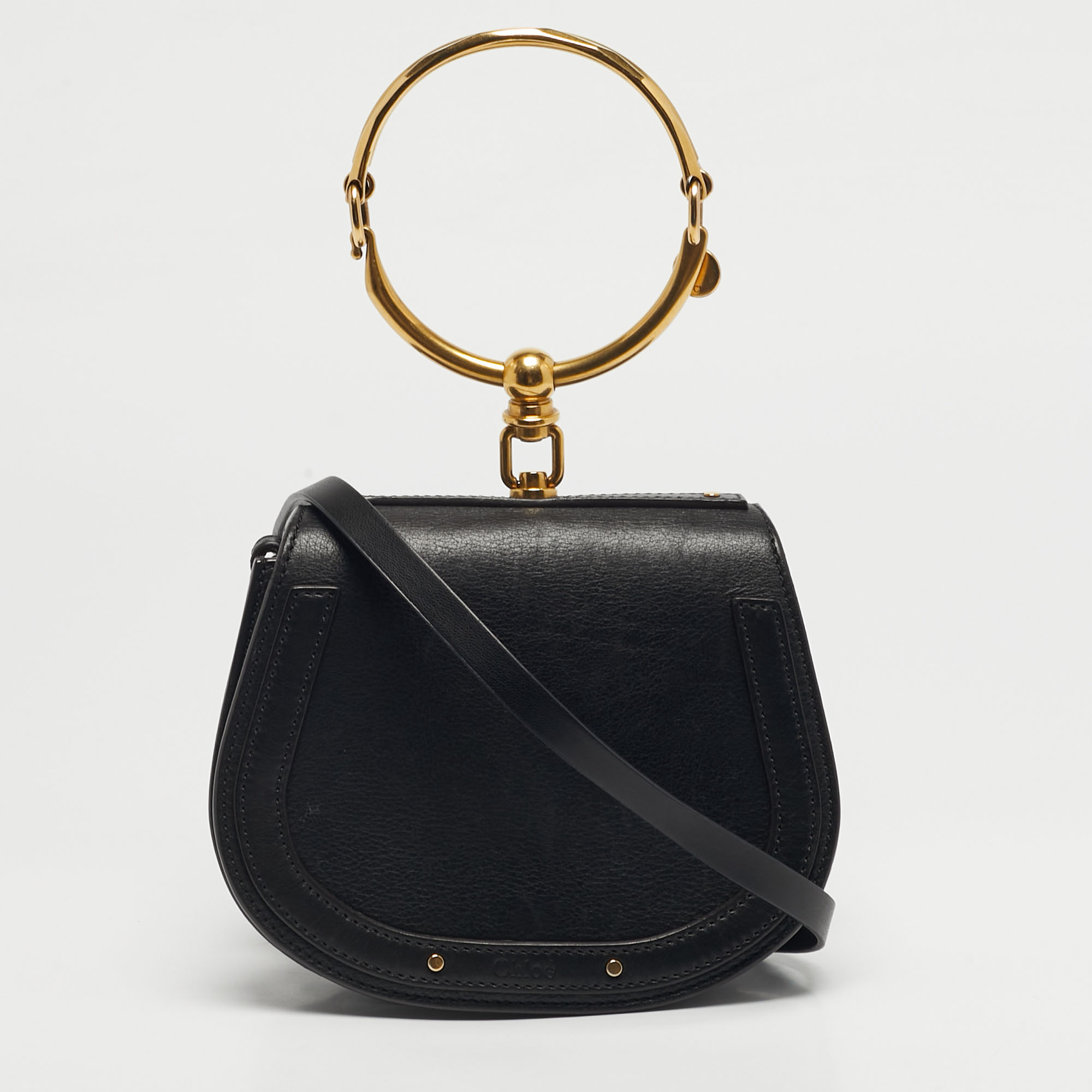 Pre-owned Chloé Black Leather Small Nile Bracelet Crossbody Bag